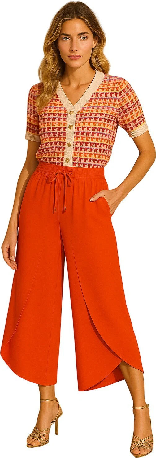 Orly – Open Leg Pant (Tangerine) - Gayle's Fashions
