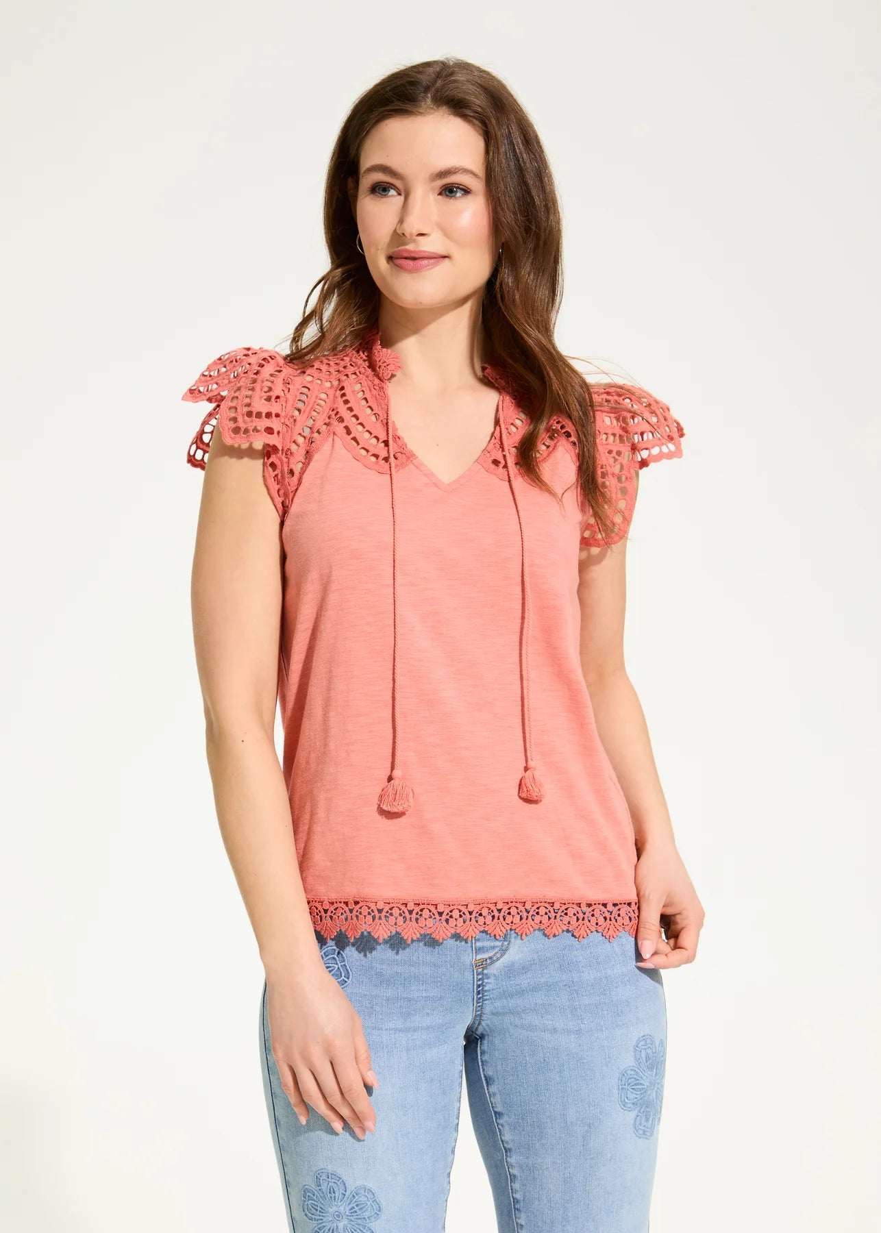 FDJ French Dressing – Flutter Sleeve Eyelet Top