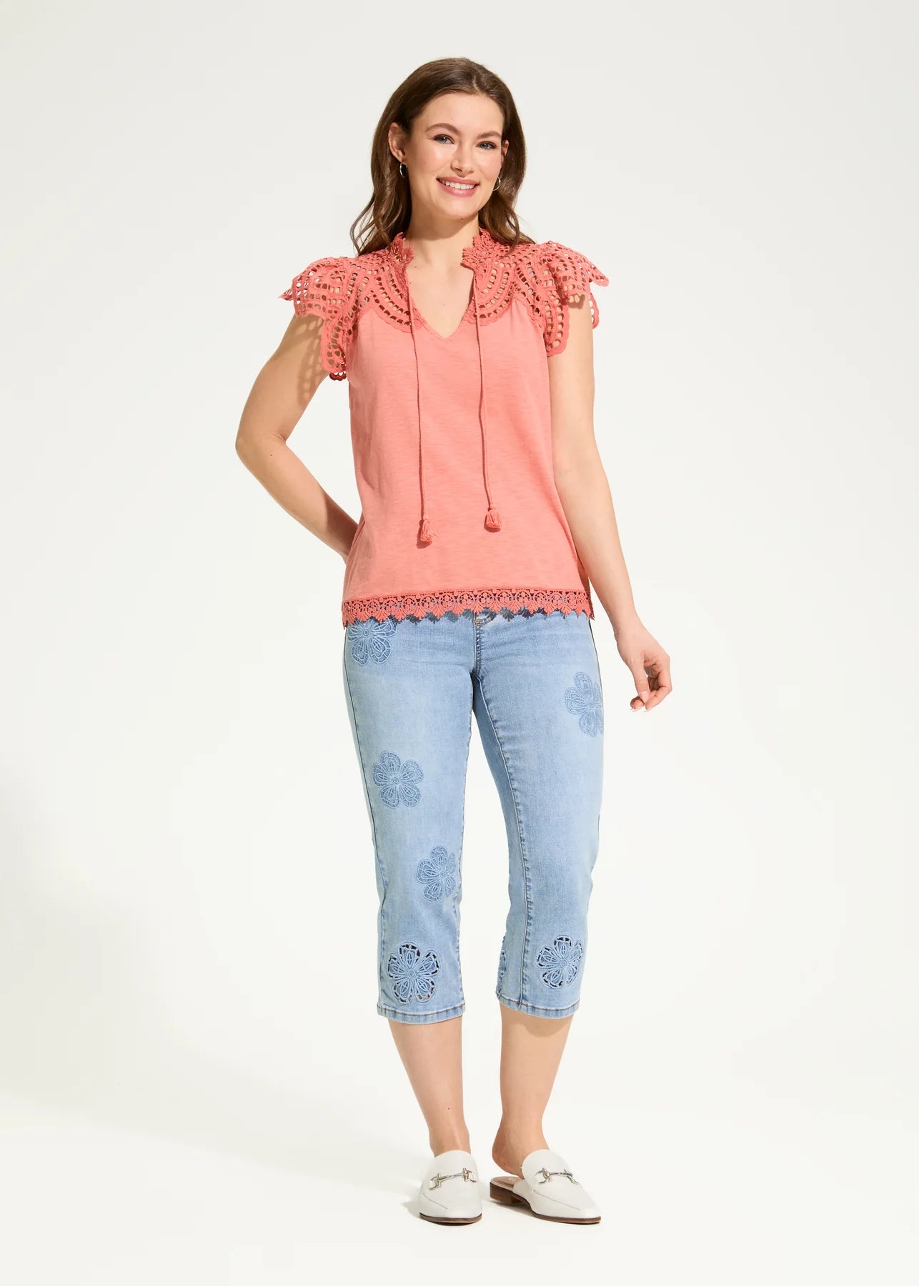 FDJ French Dressing – Flutter Sleeve Eyelet Top