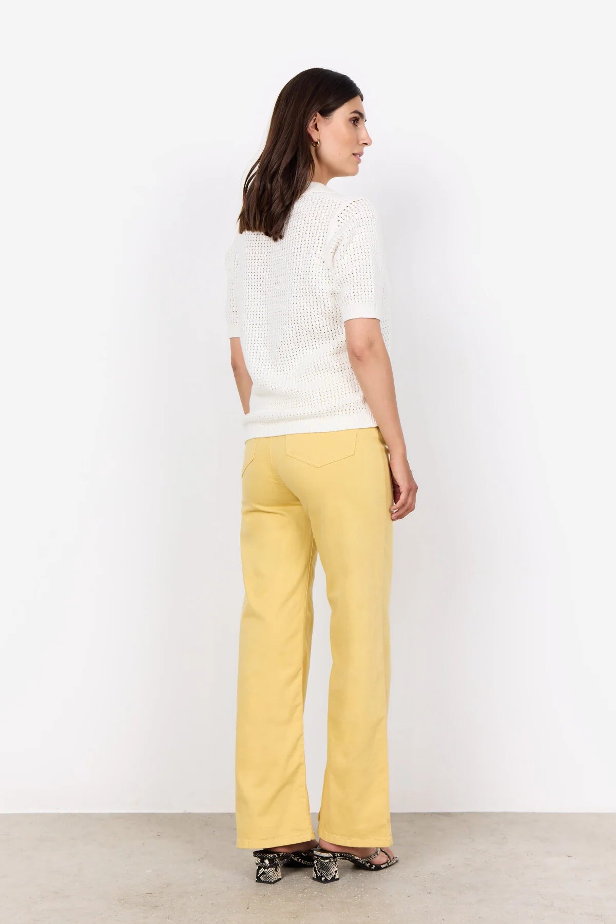 Soya Concept – Collared V-Neck Short Sleeve Sweater Tee (Denefa 3)