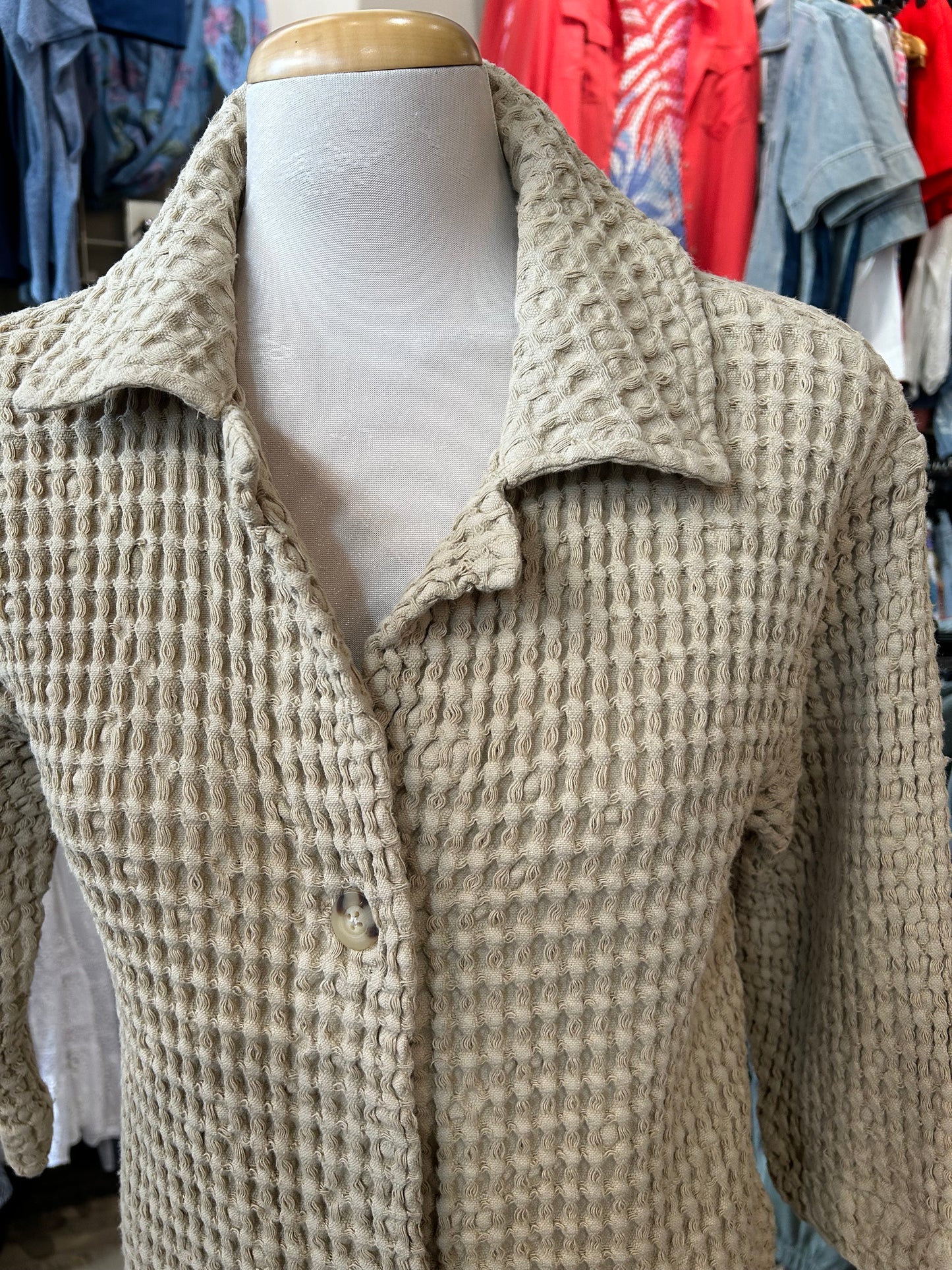 Mododoc – Waffle Waistcoat Swing Coat with Buttons
