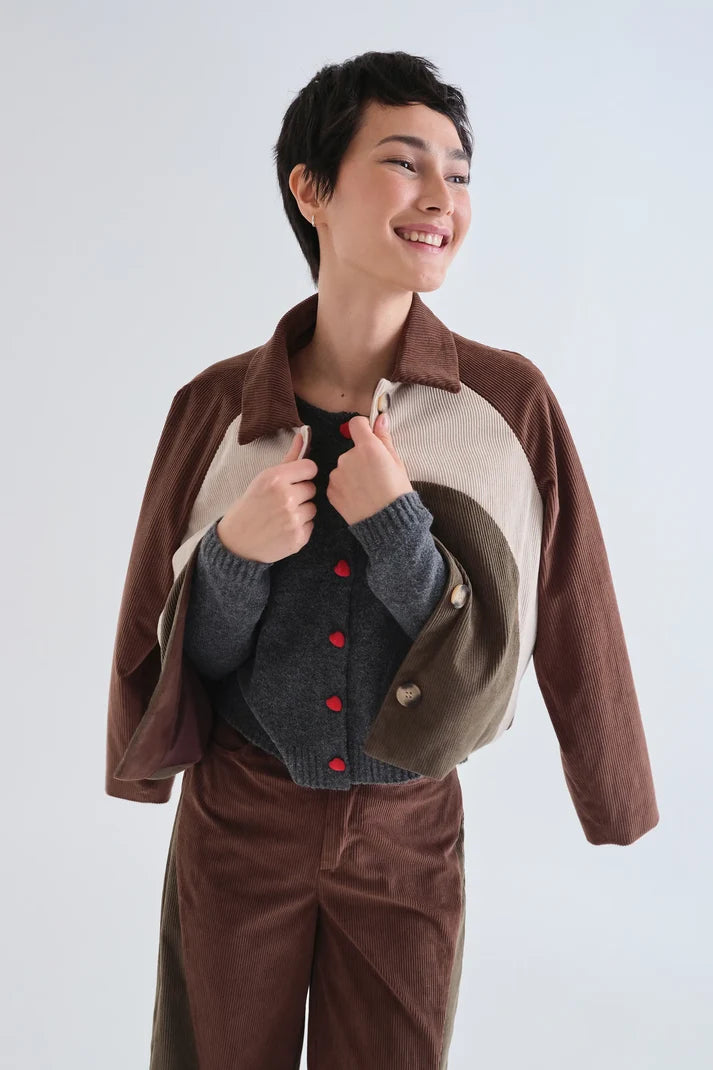 Compañía Fantástica - Cardigan with Heart Buttons, Dark Grey