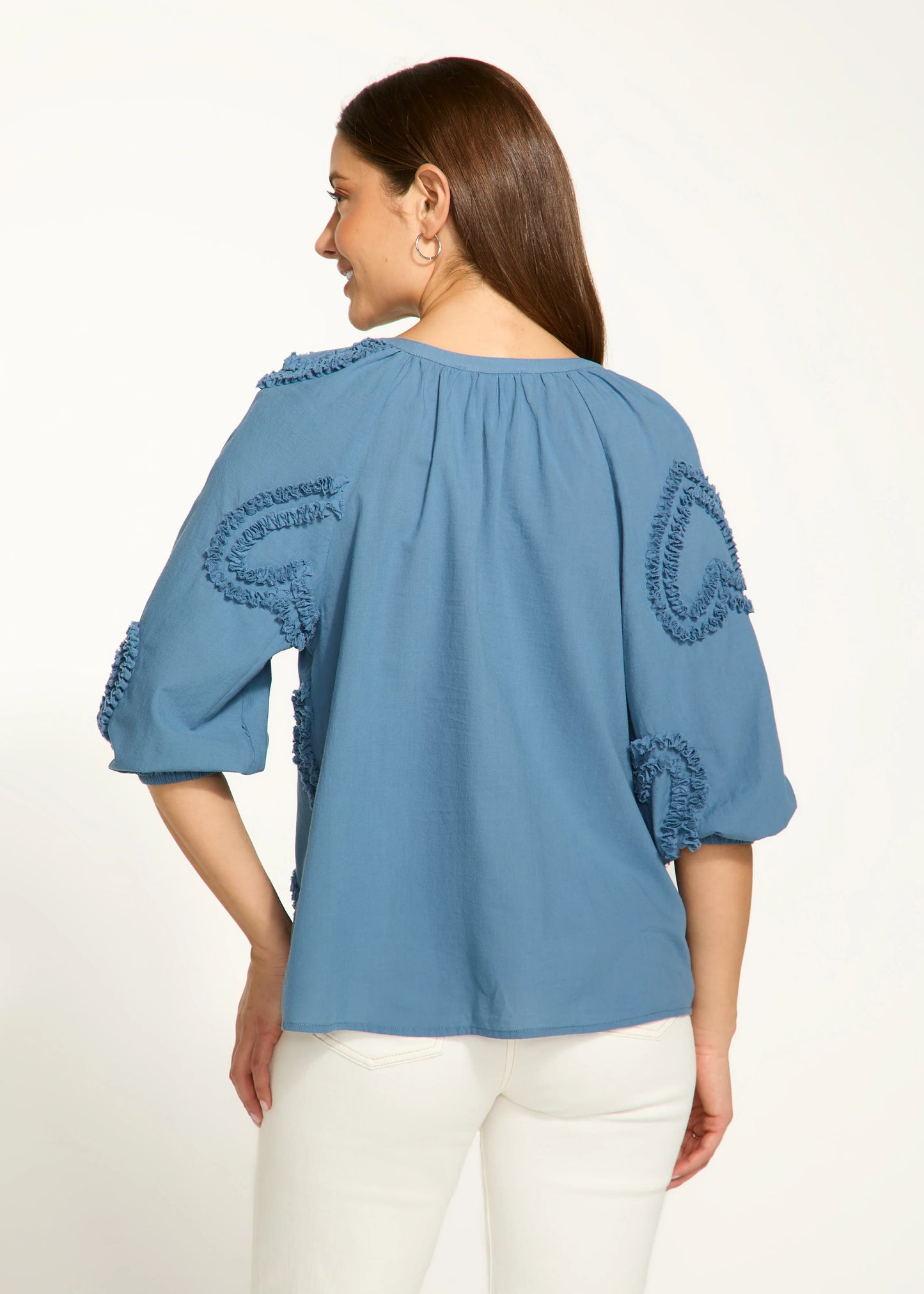 FDJ French Dressing - Puff Sleeve Heart Blouse Tunic Style