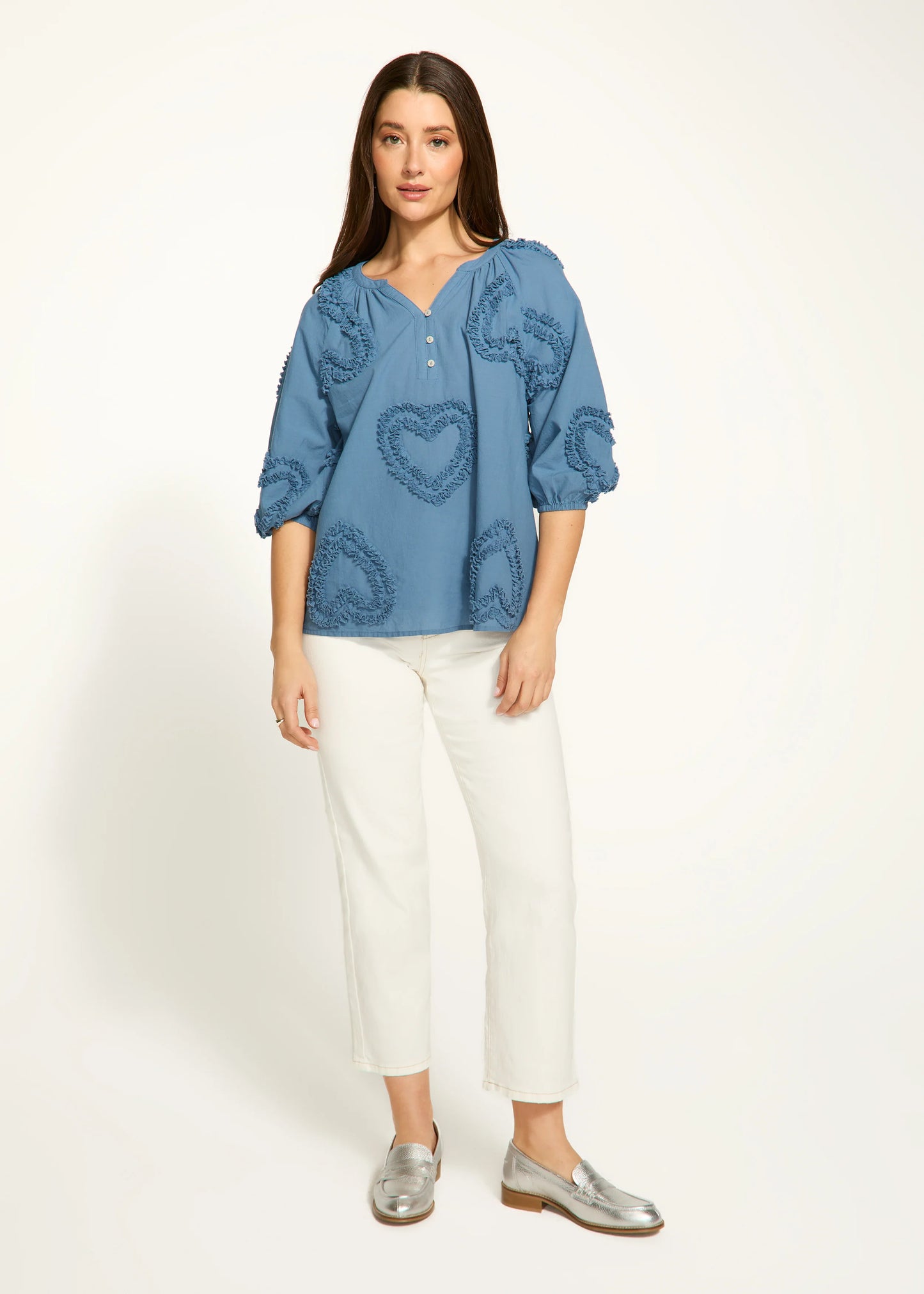 FDJ French Dressing - Puff Sleeve Heart Blouse Tunic Style