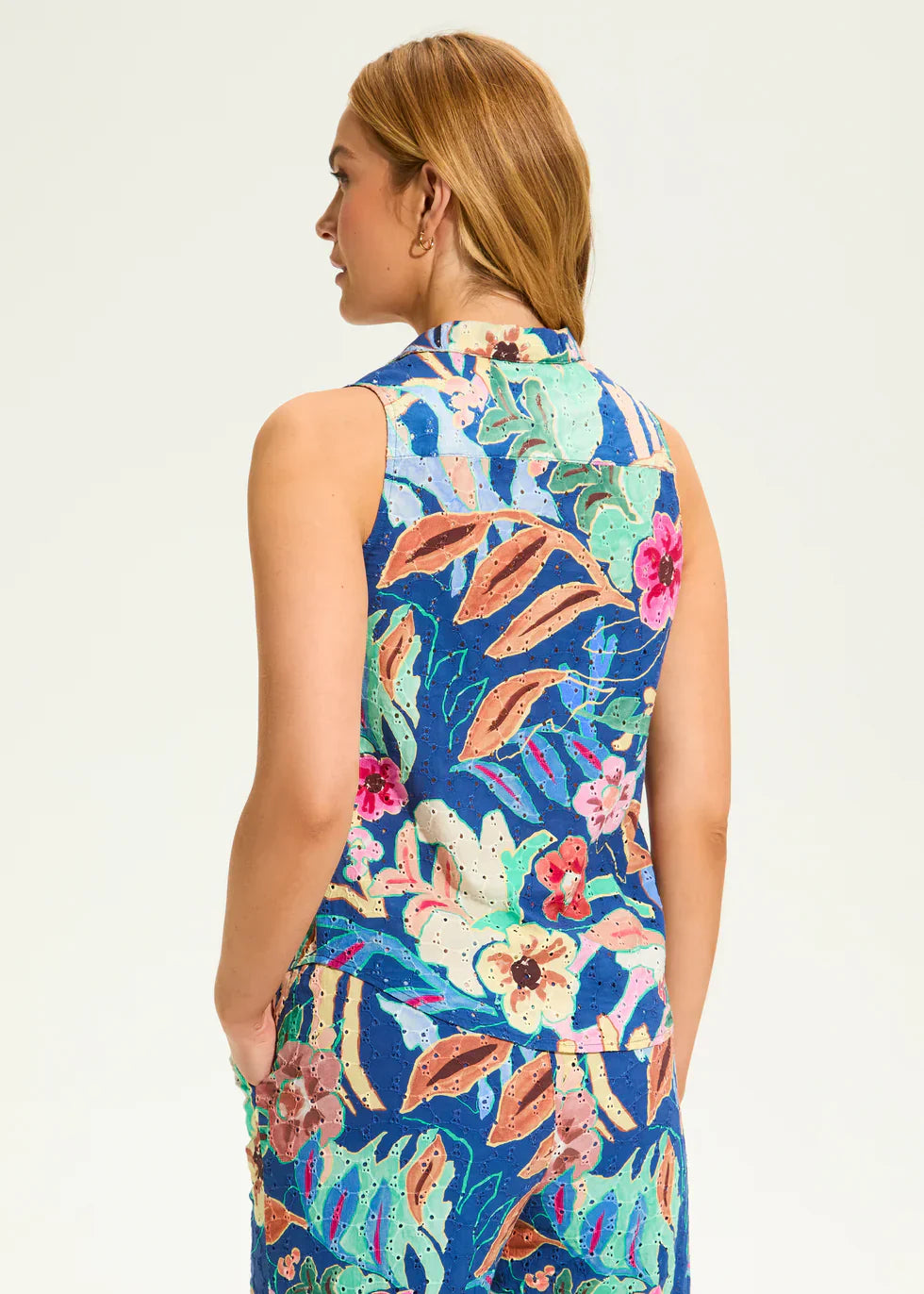 FDJ French Dressing – Sleeveless Floral Collared Button-Up Shirt