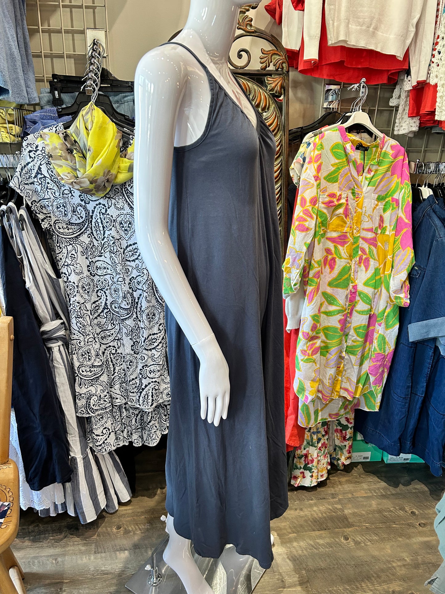 Bobi - Shirred V-Neck Wide Leg Jumpsuit