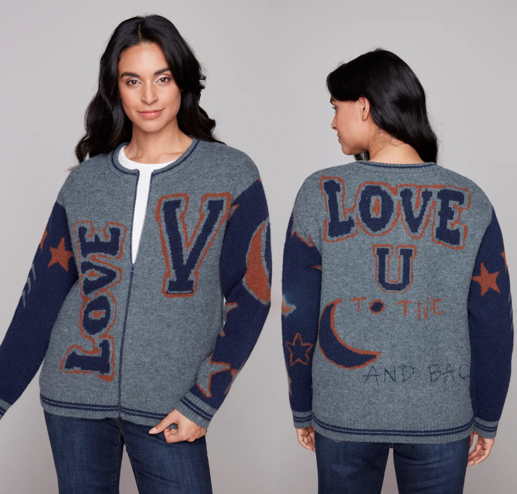 Carré Noir - Varsity Style Zip Cardigan
