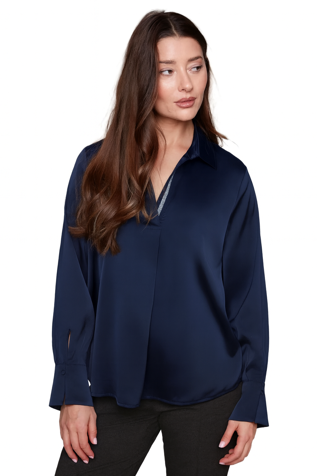 Carré Noir - Satin Blouse with Lapel Detail