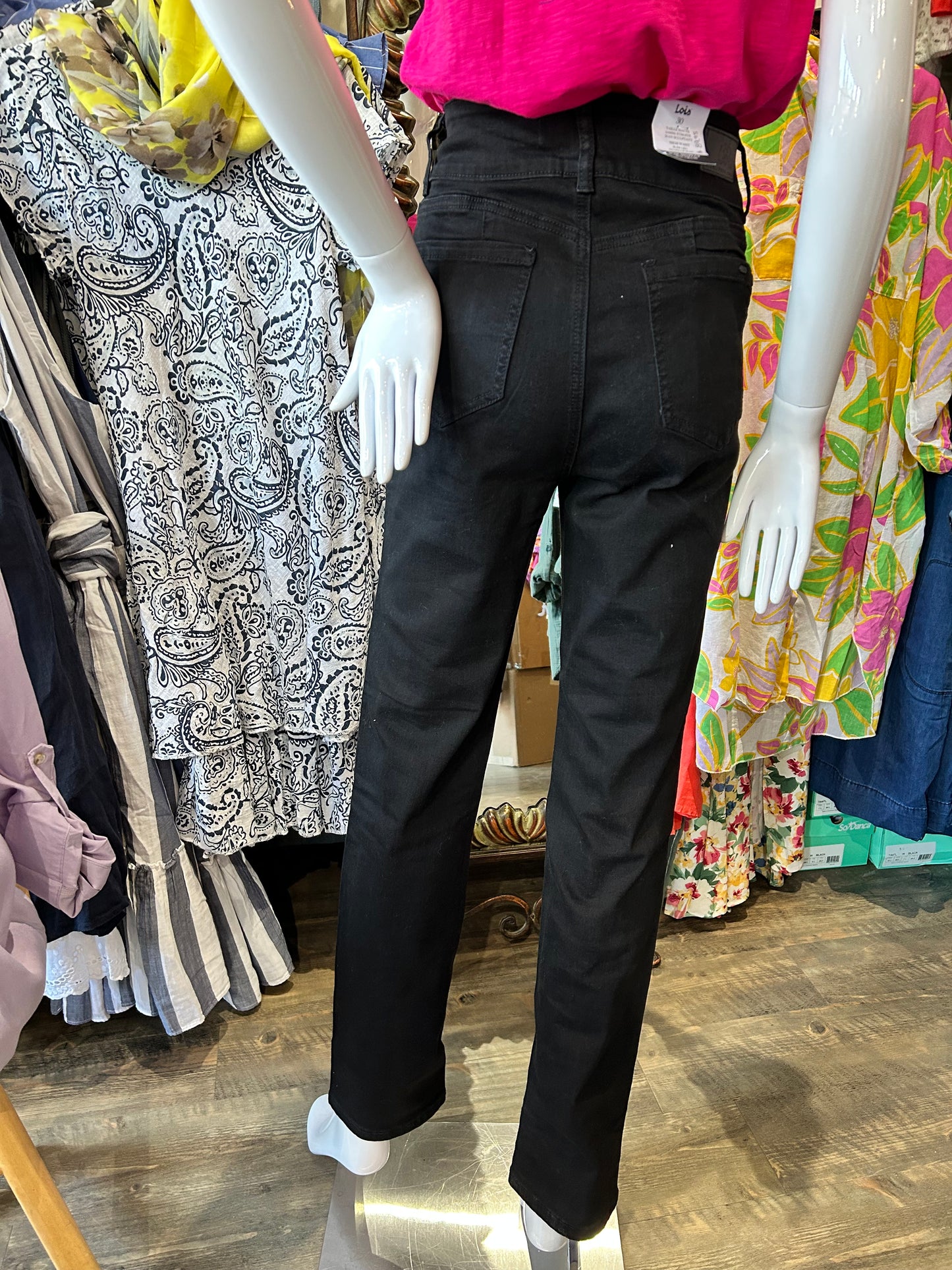 Lois - Rose Shape Up Straight Leg Jeans in Black