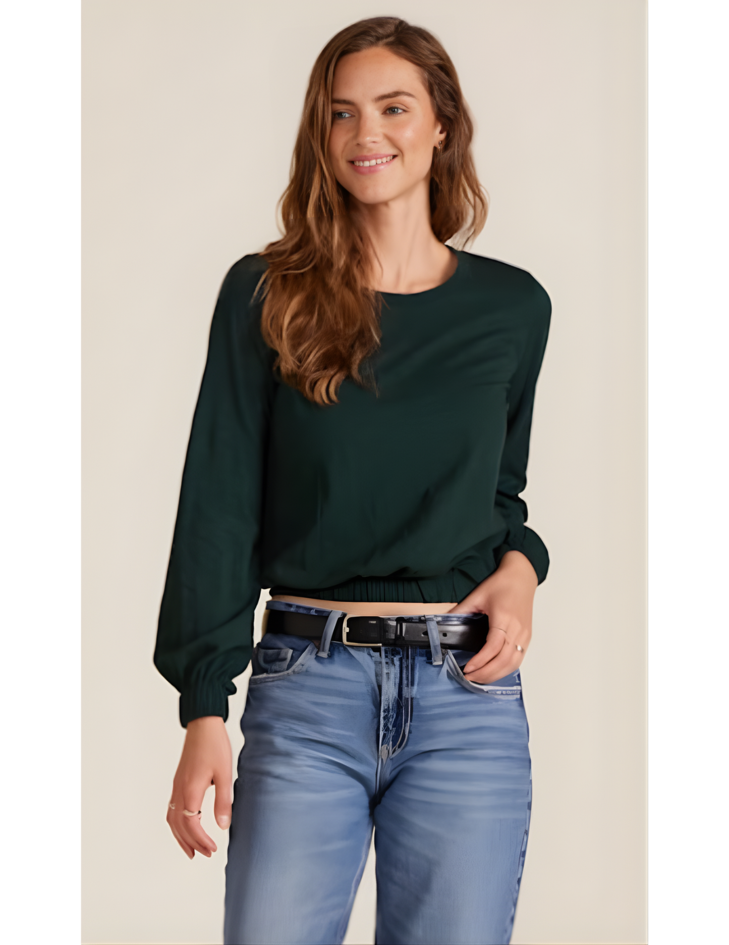 Bobi - Long Sleeve Elastic Hem Tee