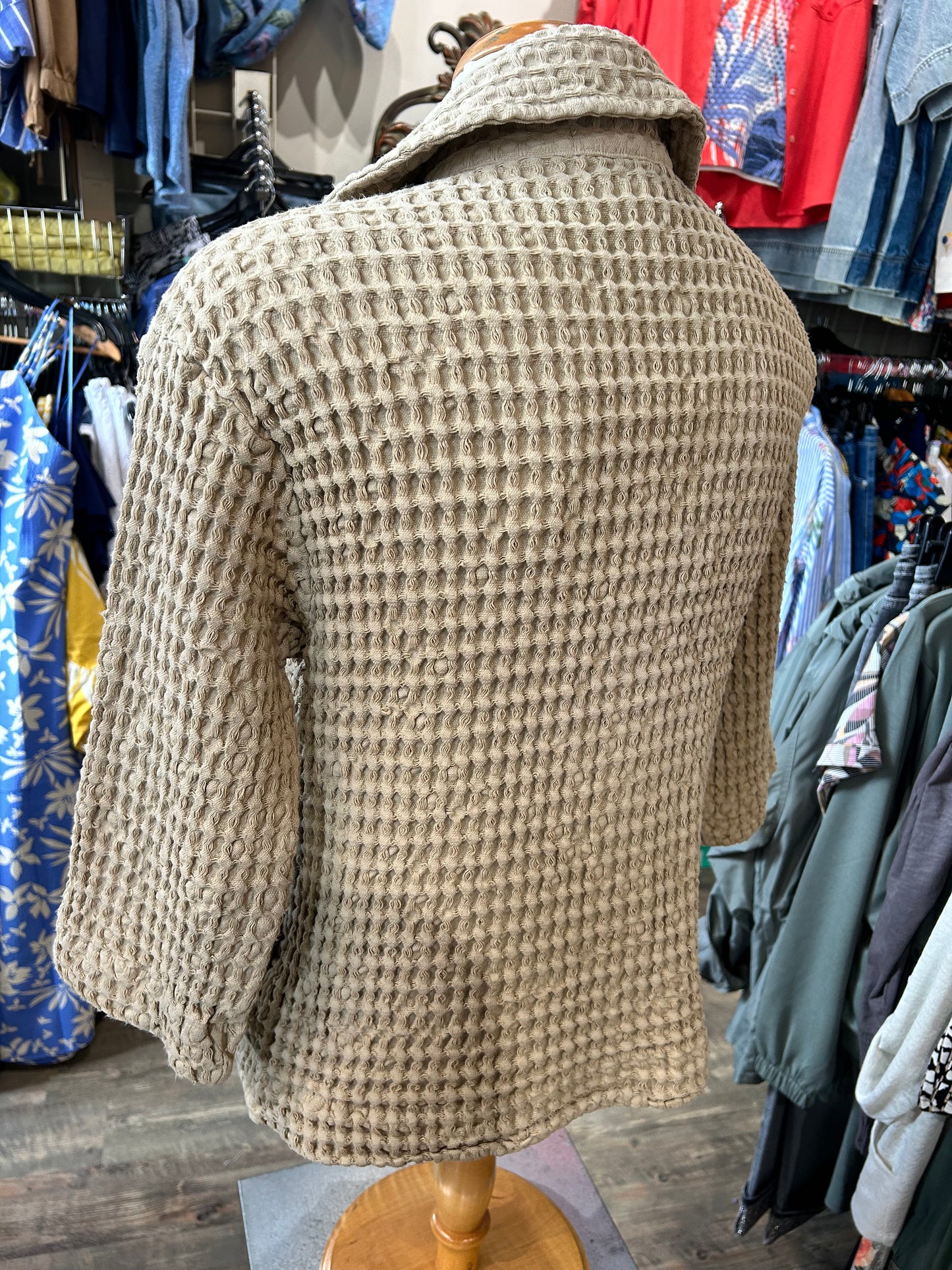 Mododoc – Waffle Waistcoat Swing Coat with Buttons