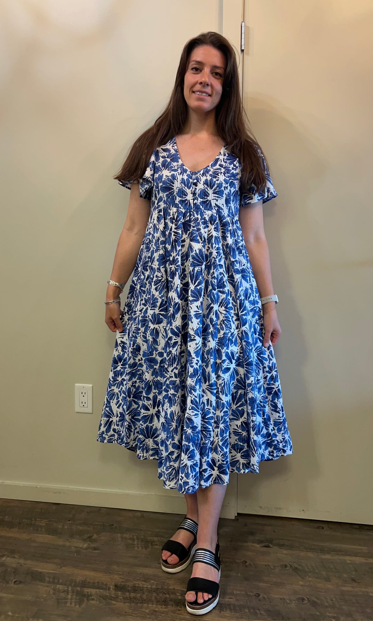 Dress Addict - Blue Floral Print Dress