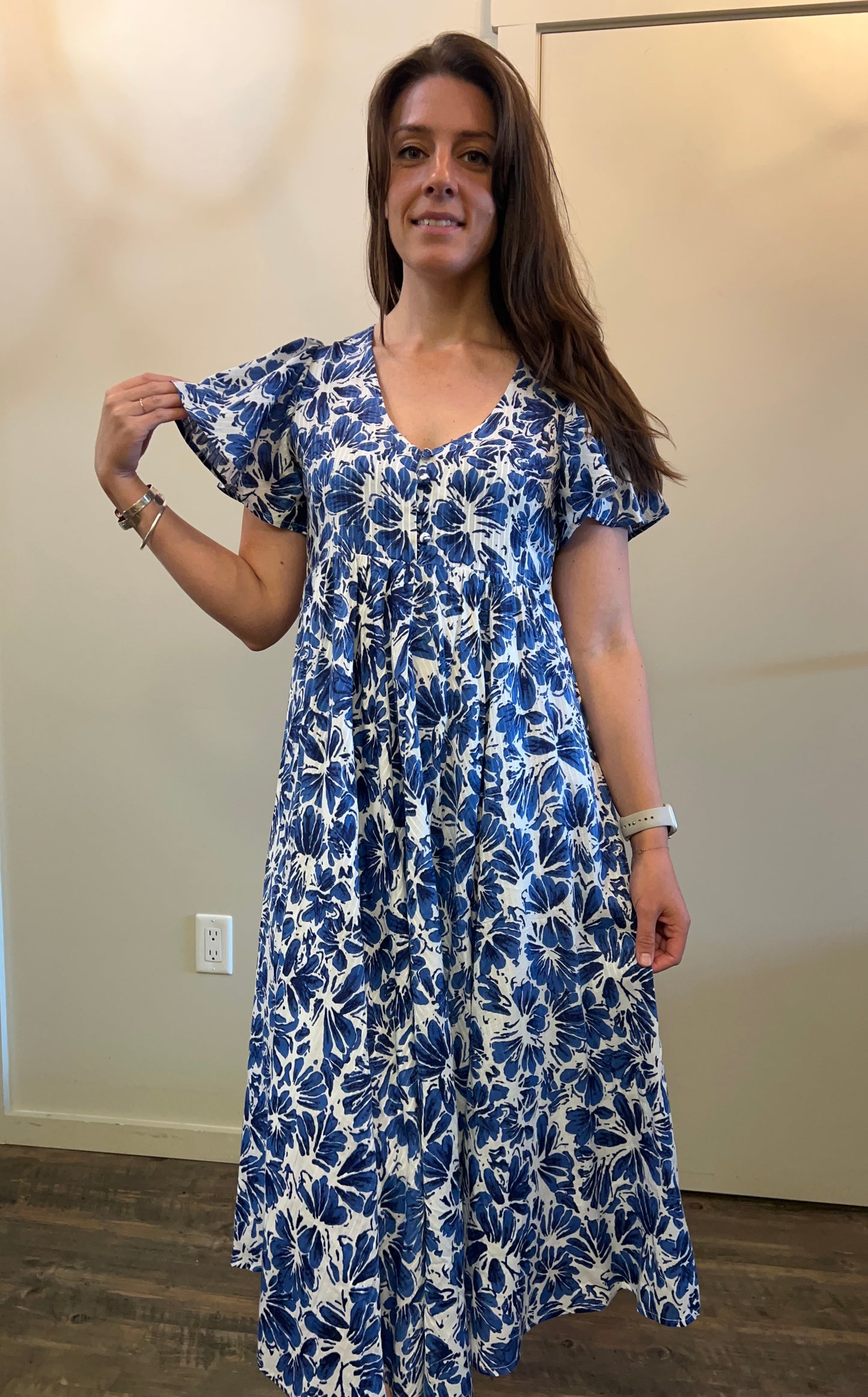 Dress Addict - Blue Floral Print Dress