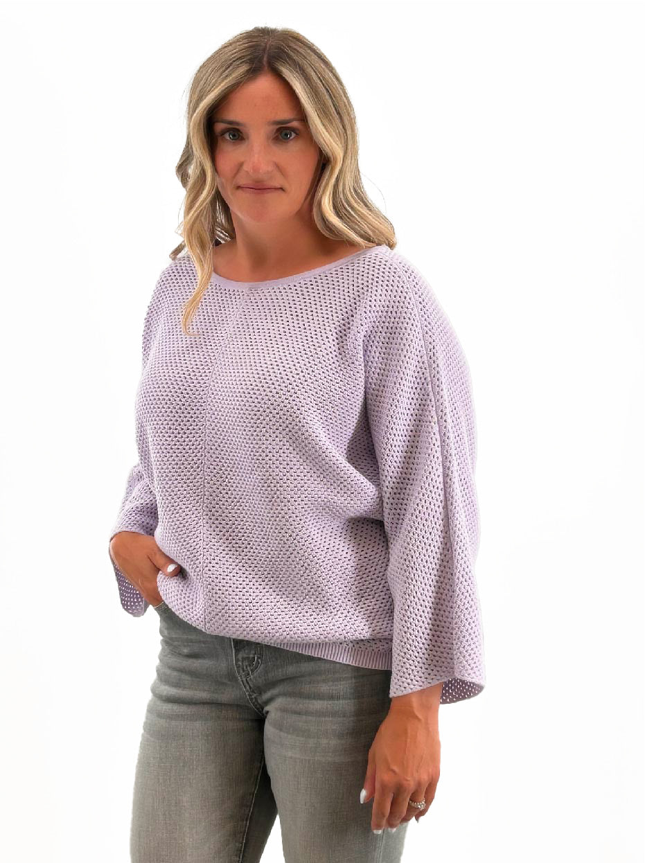Orly - Crochet Dolman Sweater in Lavender