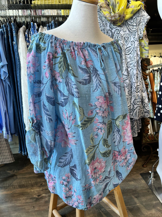 Cherishh – Flower Print Short Sleeve Tunic Top