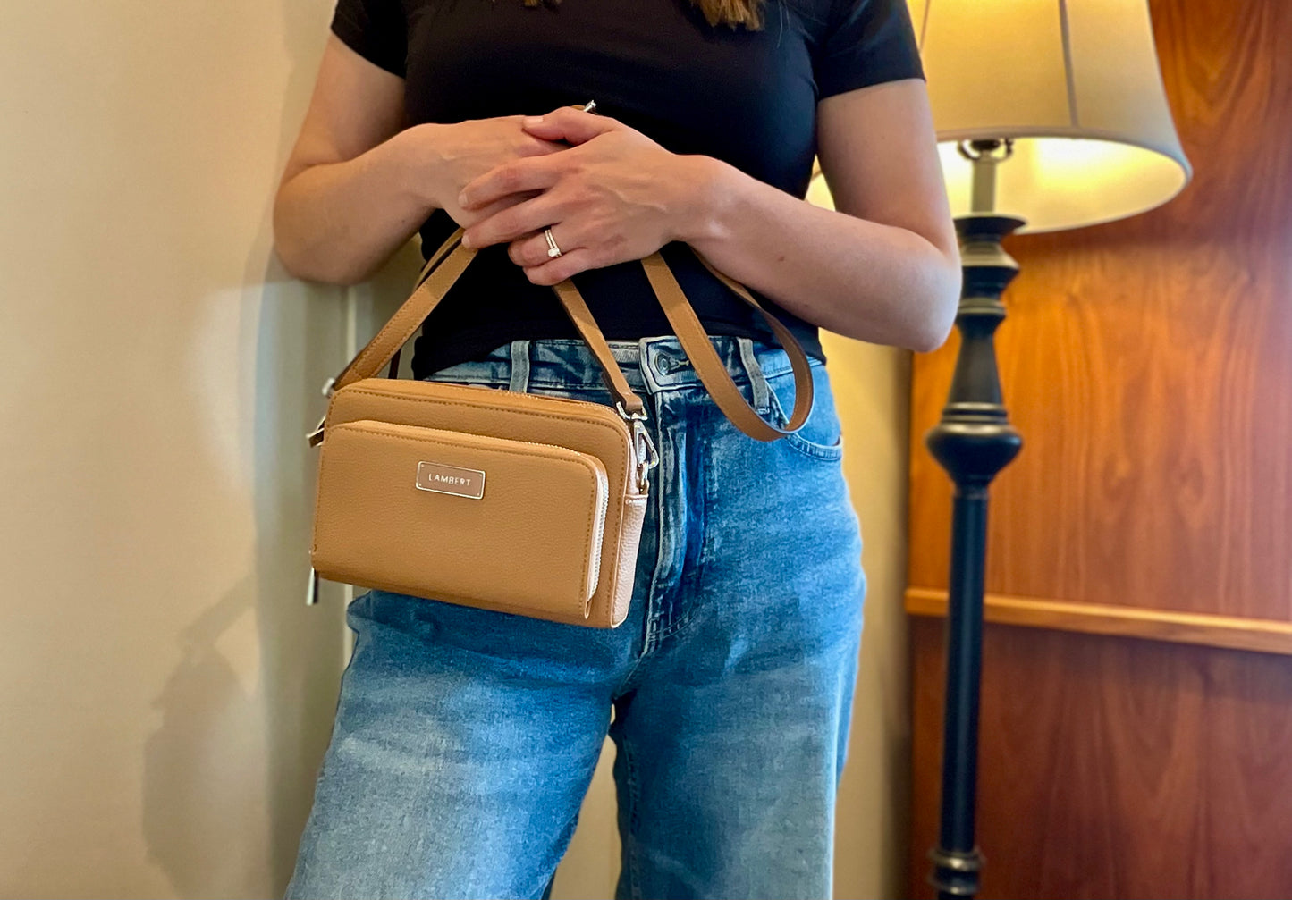 Lambert - 'The Ana' - 3-in-1 Black Vegan Leather Handbag