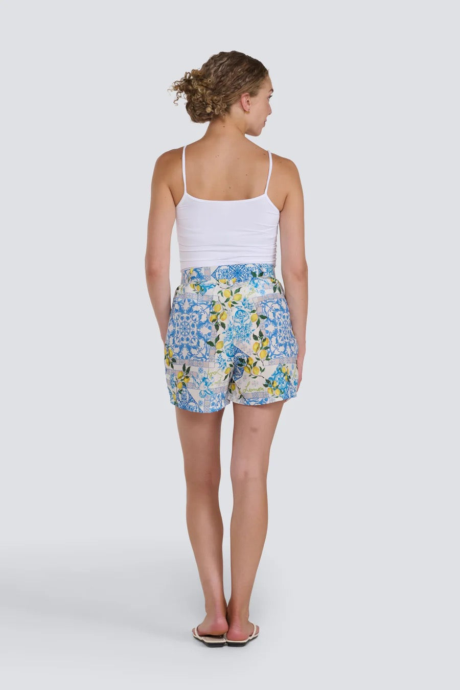 Jessica Laura - Lemon Print Short with Tie Belt - Gayle's Fashions