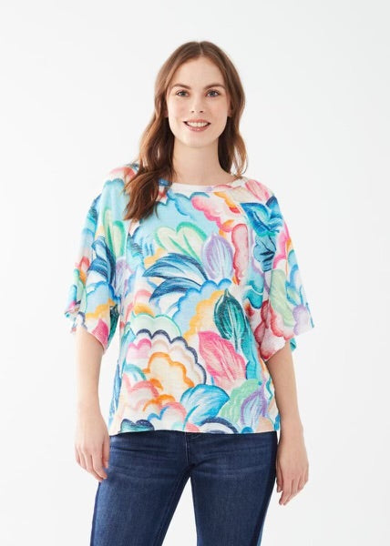 FDJ French Dressing - Raglan Sweatshirt Top in Tropical Floral - Gayle's Fashions