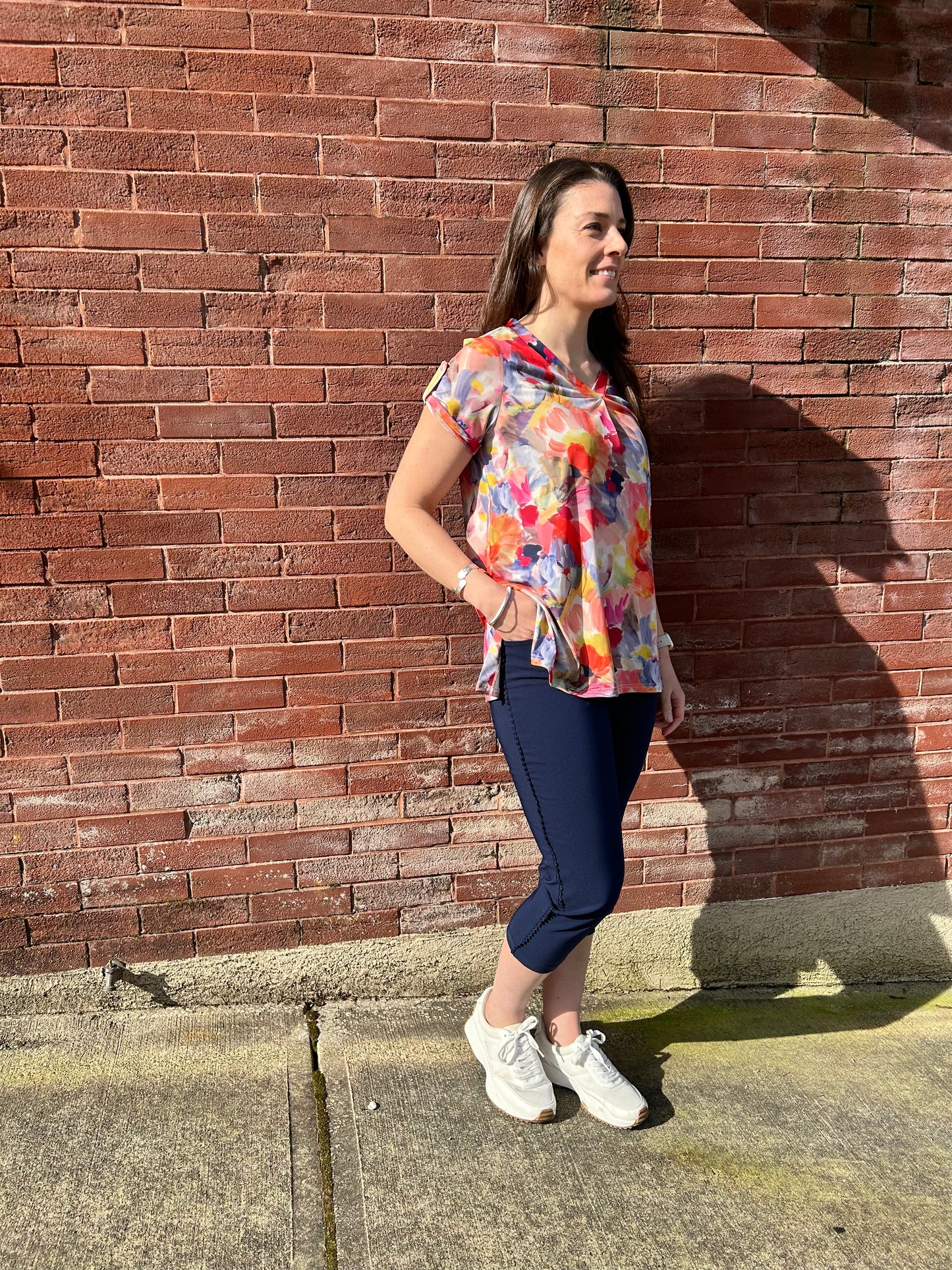 Michael Tyler - Short Sleeve V-Neck Coral Print Shirt - Gayle's Fashions