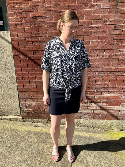 Bali - Short Sleeve Tie Front Blouse - Gayle's Fashions