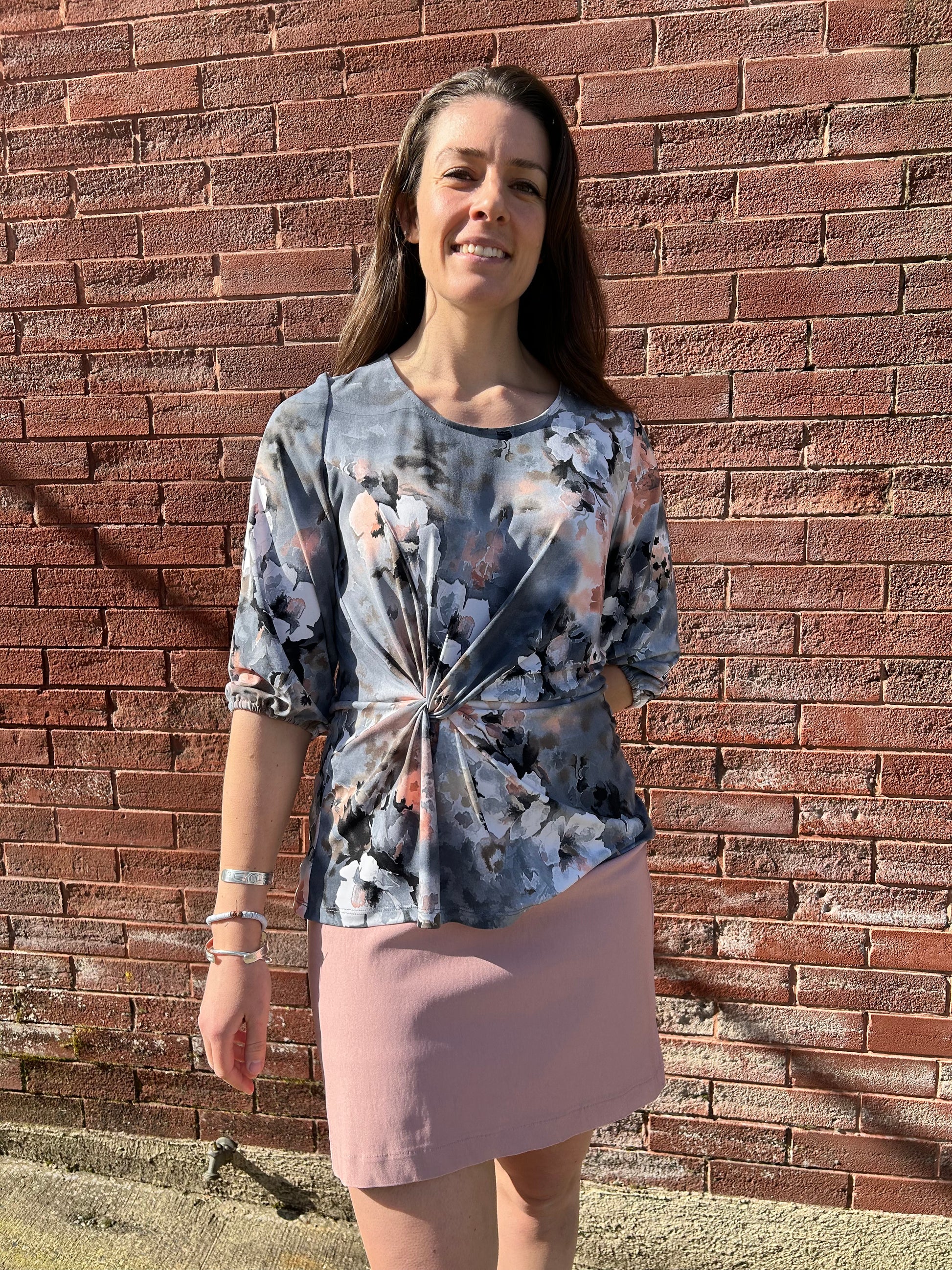 Bali - 3/4 Sleeve Shirt with Front Knot Detail - Gayle's Fashions