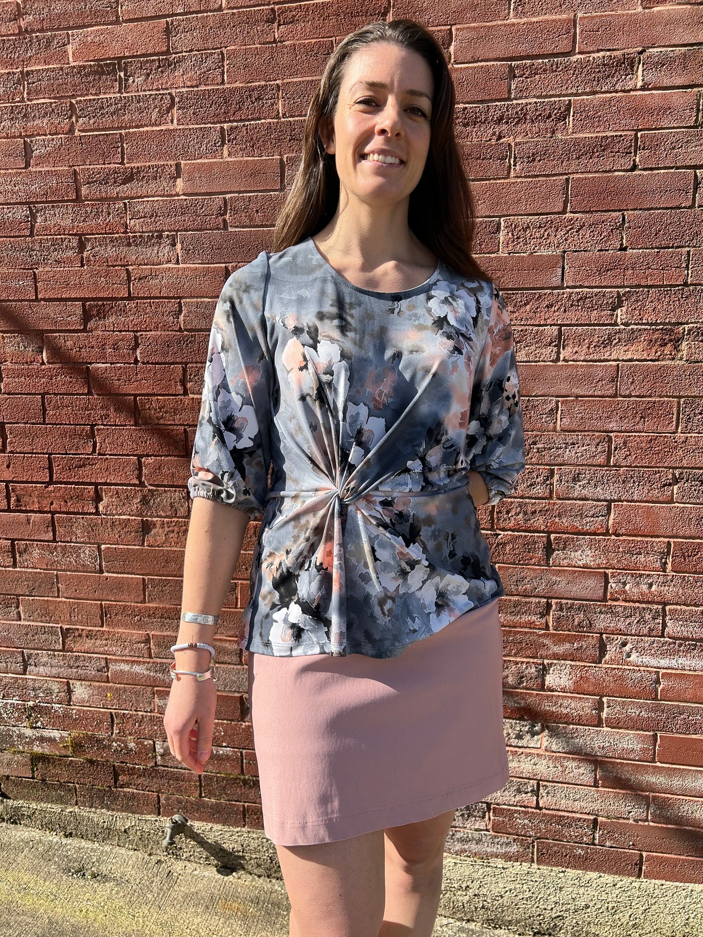 Bali - 3/4 Sleeve Shirt with Front Knot Detail - Gayle's Fashions