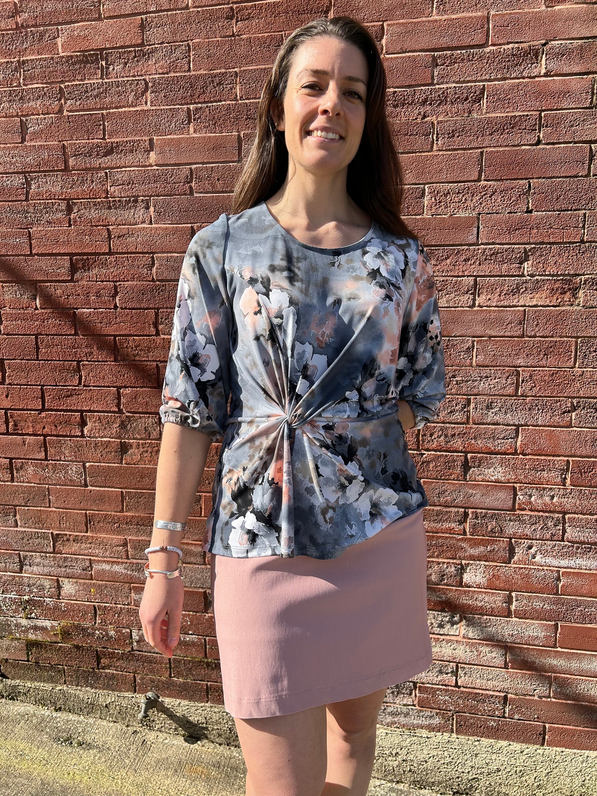 Bali - 3/4 Sleeve Shirt with Front Knot Detail - Gayle's Fashions