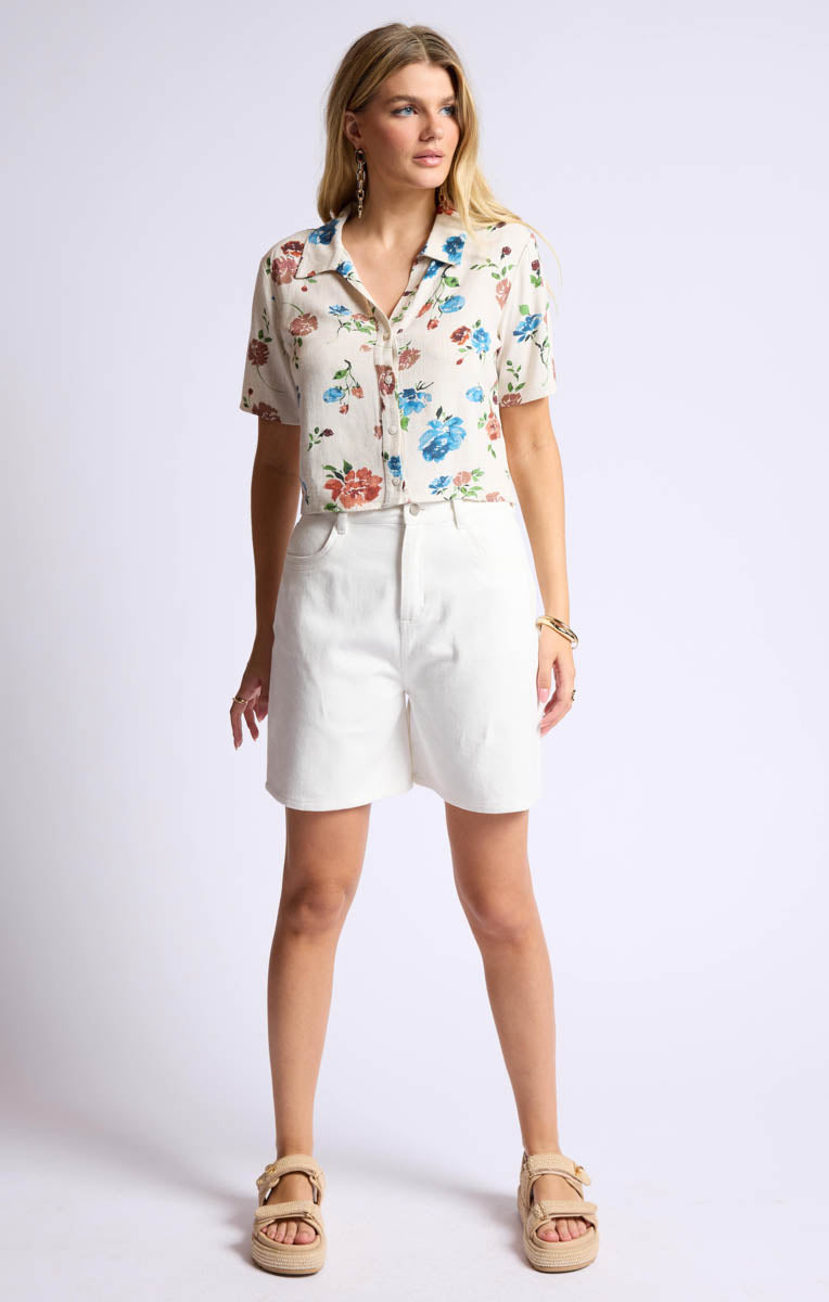 Sage the Label – Floral Cropped Button-Up