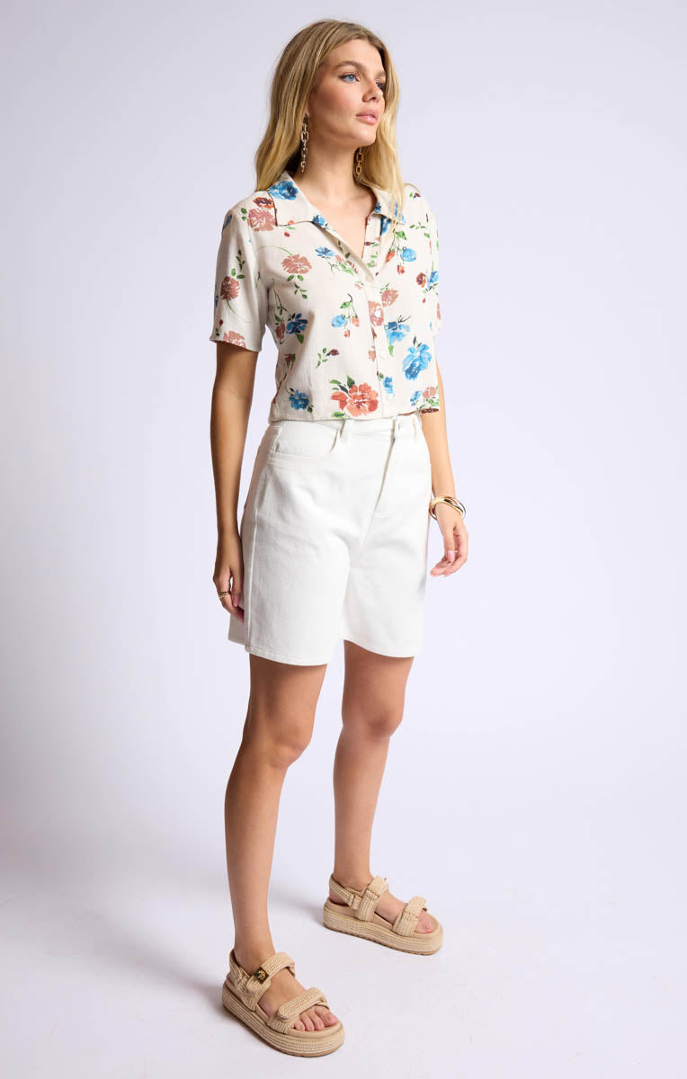 Sage the Label – Floral Cropped Button-Up