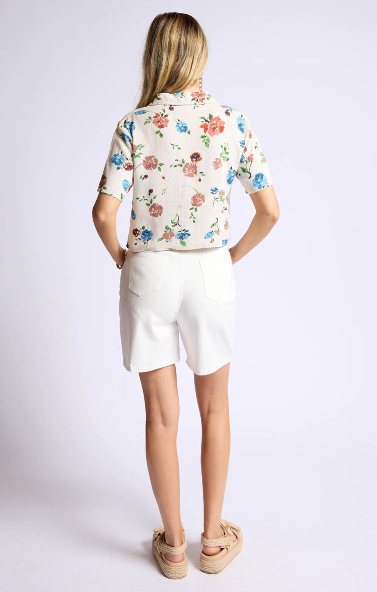Sage the Label – Floral Cropped Button-Up