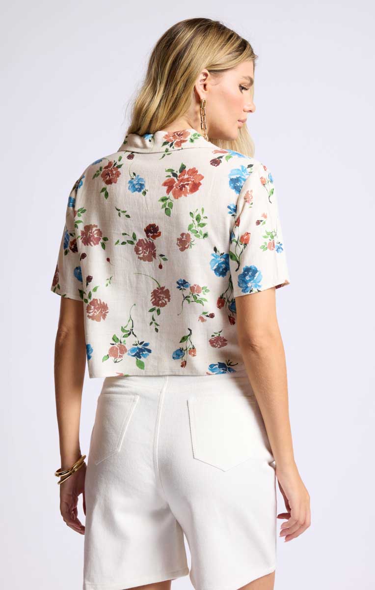 Sage the Label – Floral Cropped Button-Up