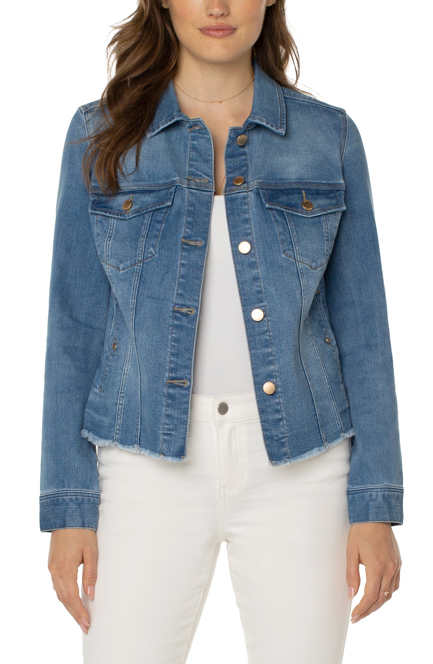 Liverpool - Classic Jean Jacket with Fray Hem - Gayle's Fashions