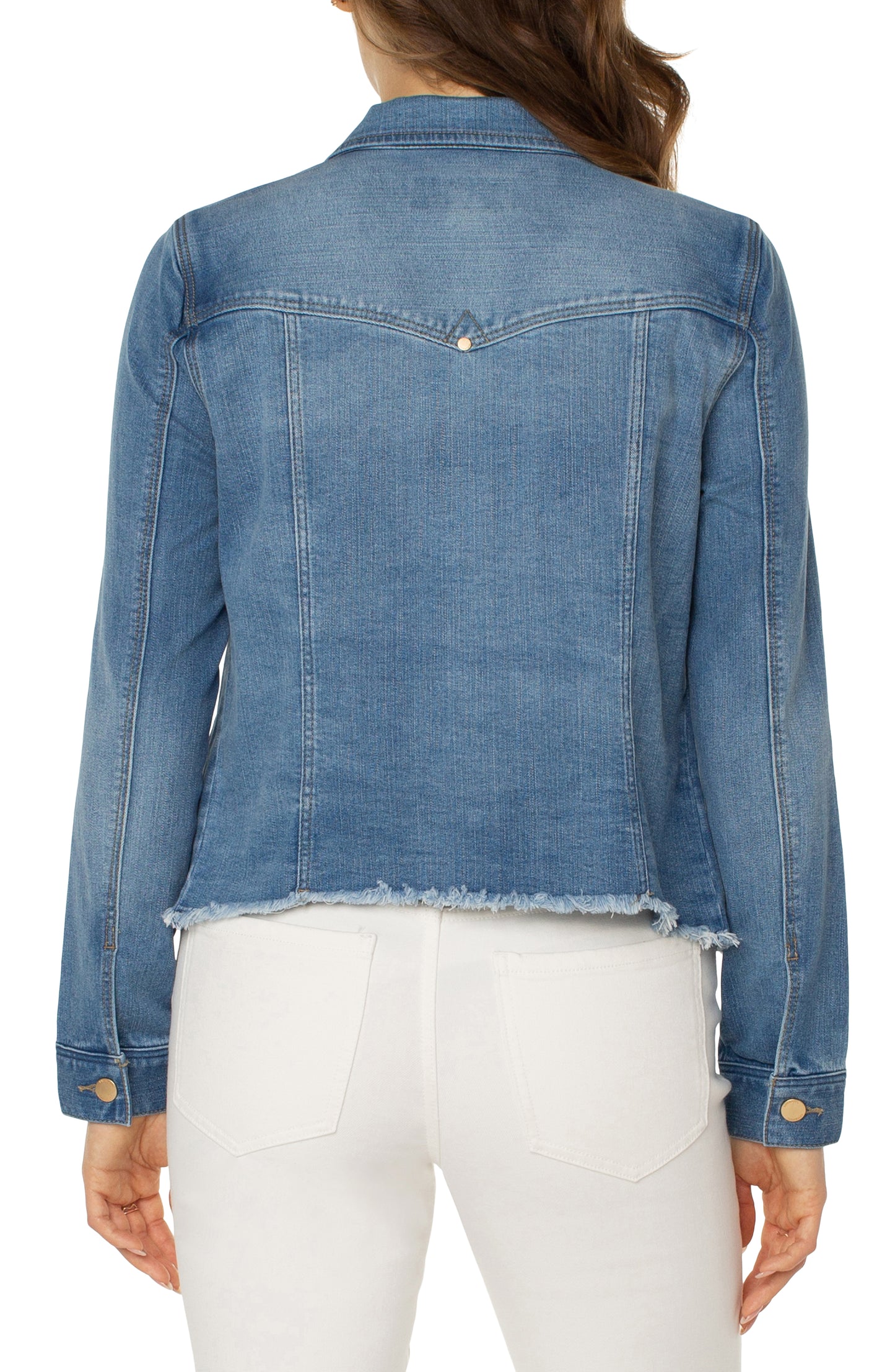 Liverpool - Classic Jean Jacket with Fray Hem - Gayle's Fashions