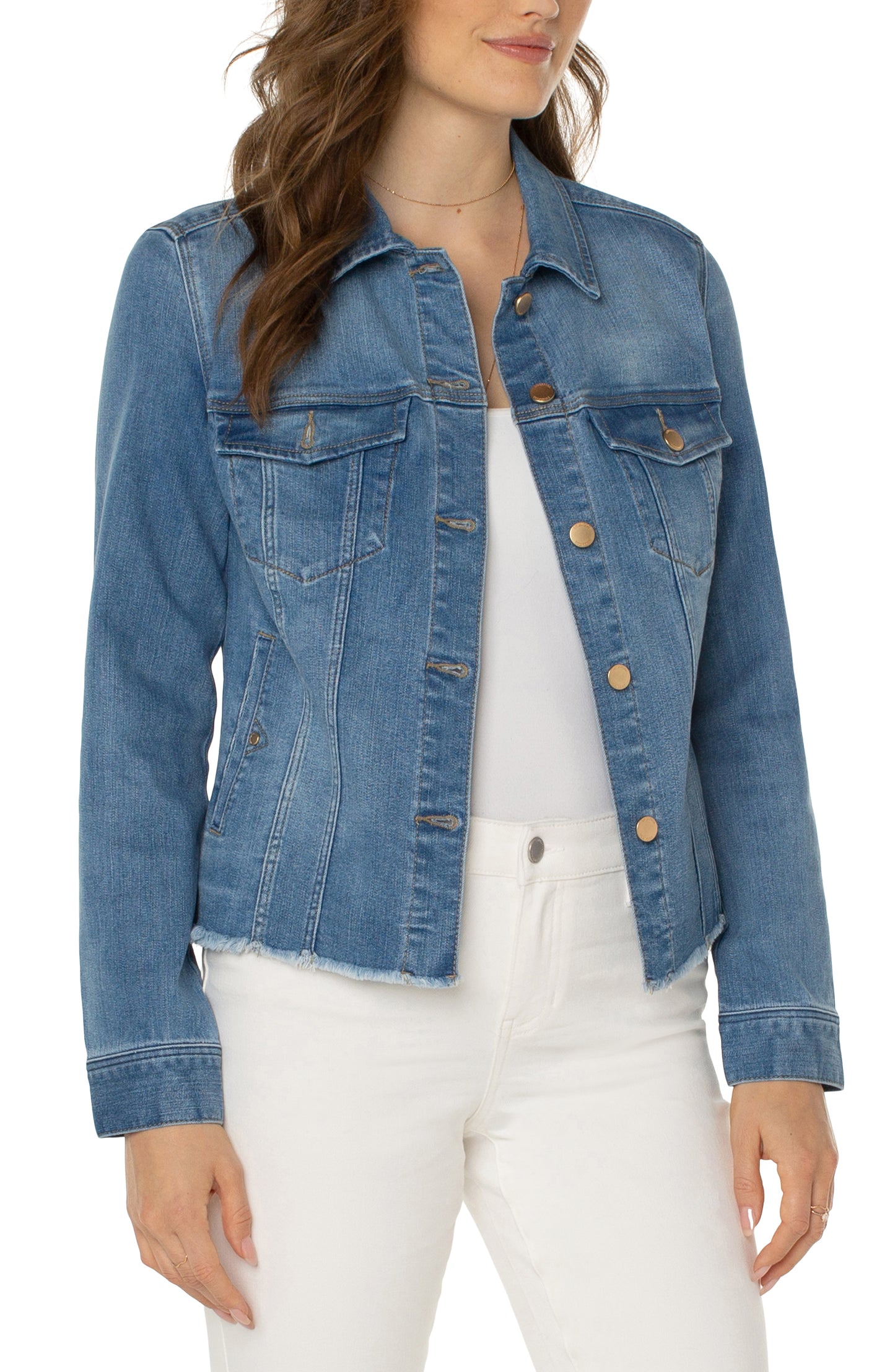 Liverpool - Classic Jean Jacket with Fray Hem - Gayle's Fashions