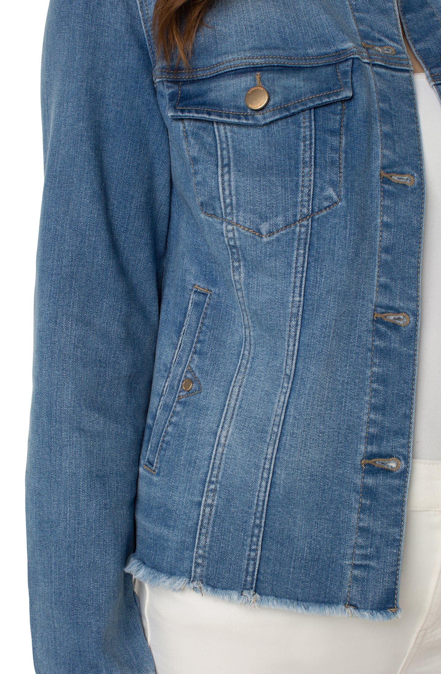 Liverpool - Classic Jean Jacket with Fray Hem - Gayle's Fashions