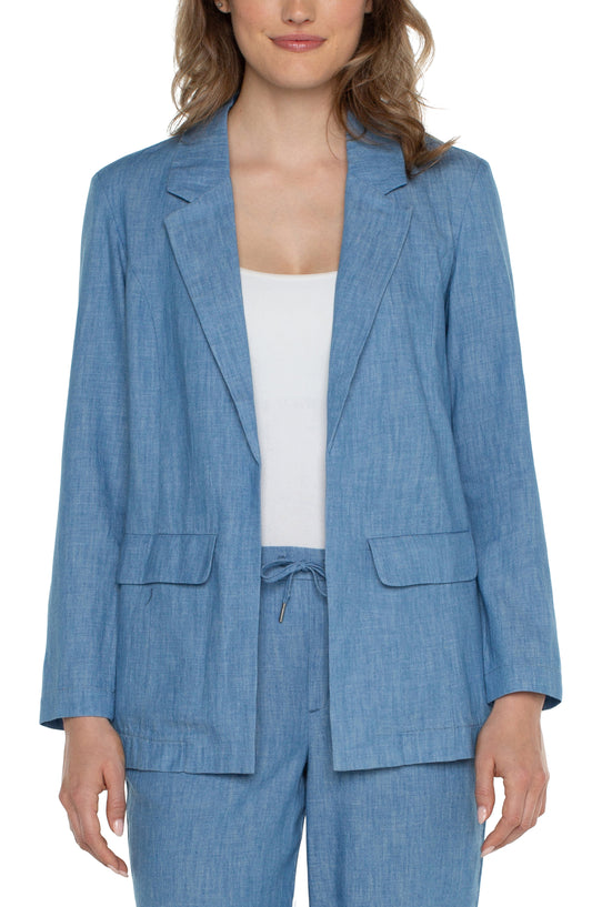 Liverpool - Boyfriend Blazer in Chambray - Gayle's Fashions
