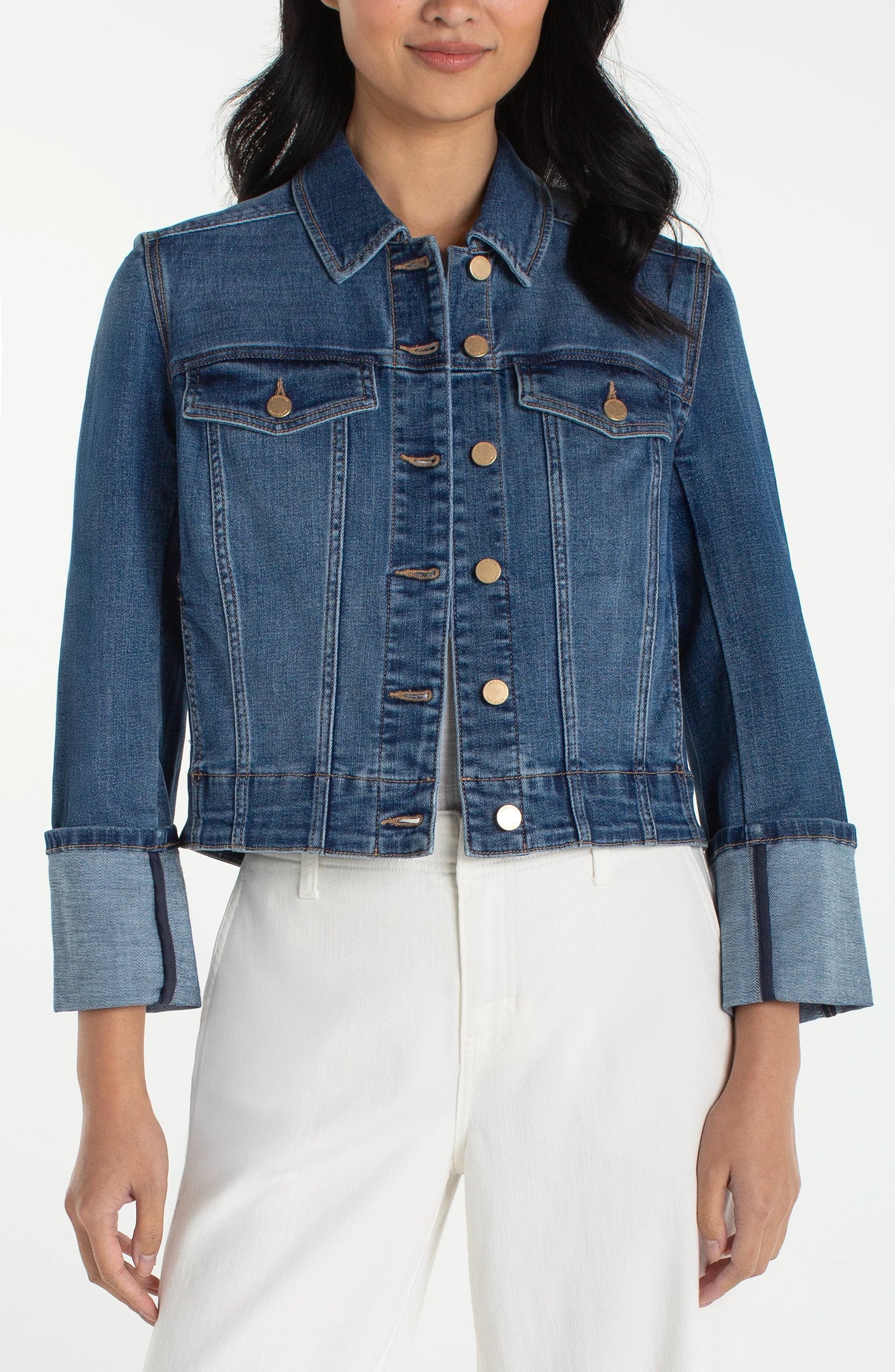 Liverpool - Bracelet Length High Cuff Trucker Jacket (West Ways) - Gayle's Fashions