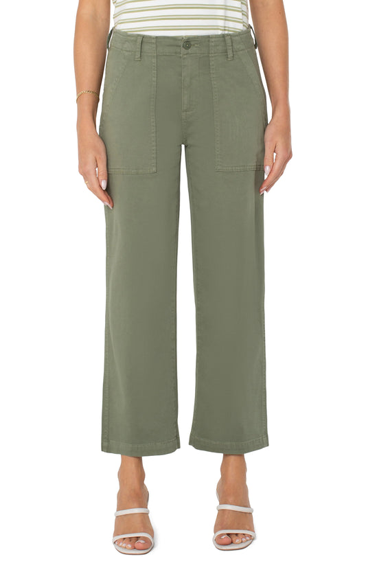 Liverpool - Cargo Wide Leg Crop (Martini Olive)