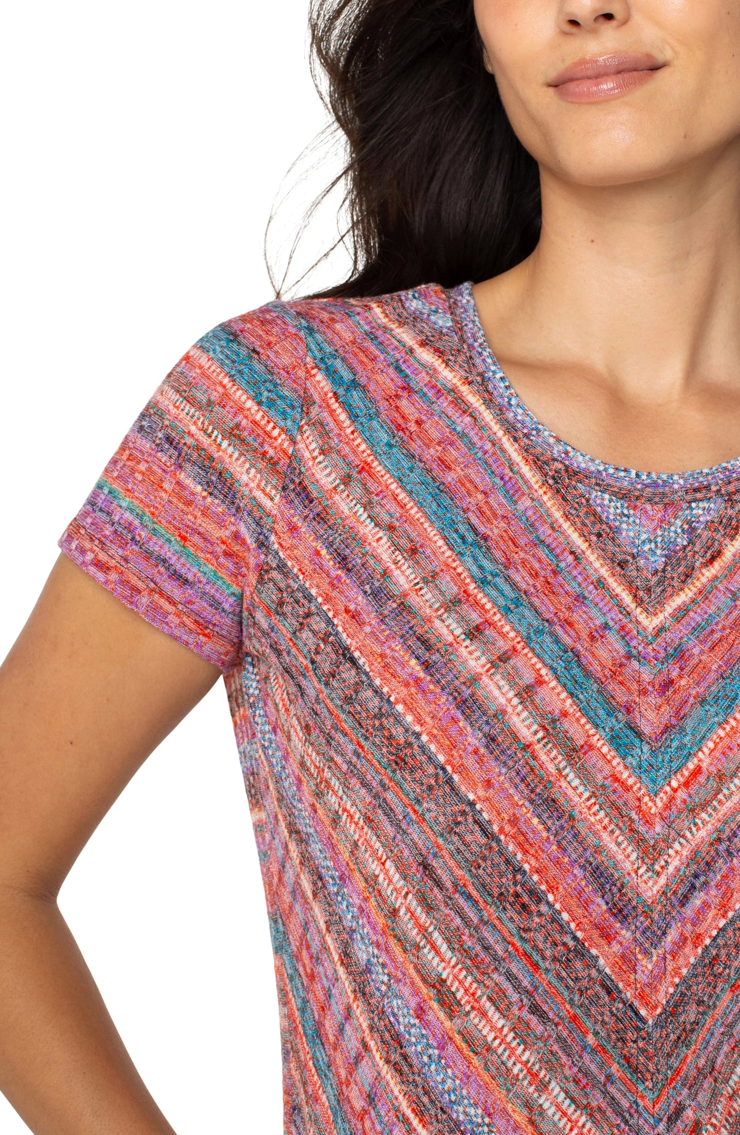 Liverpool - Short Sleeve Knit Top With Miter