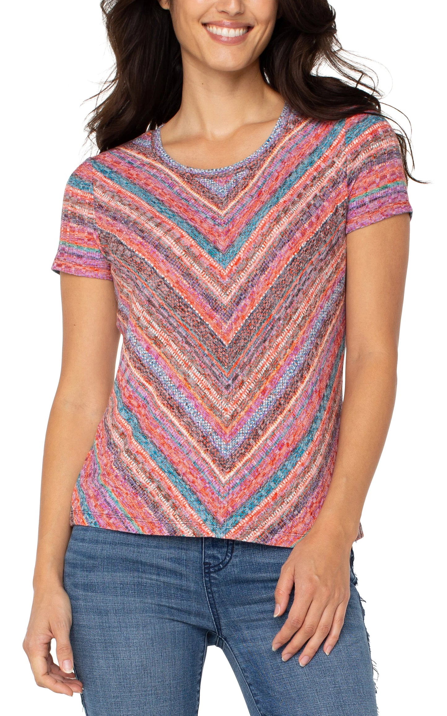 Liverpool - Short Sleeve Knit Top With Miter