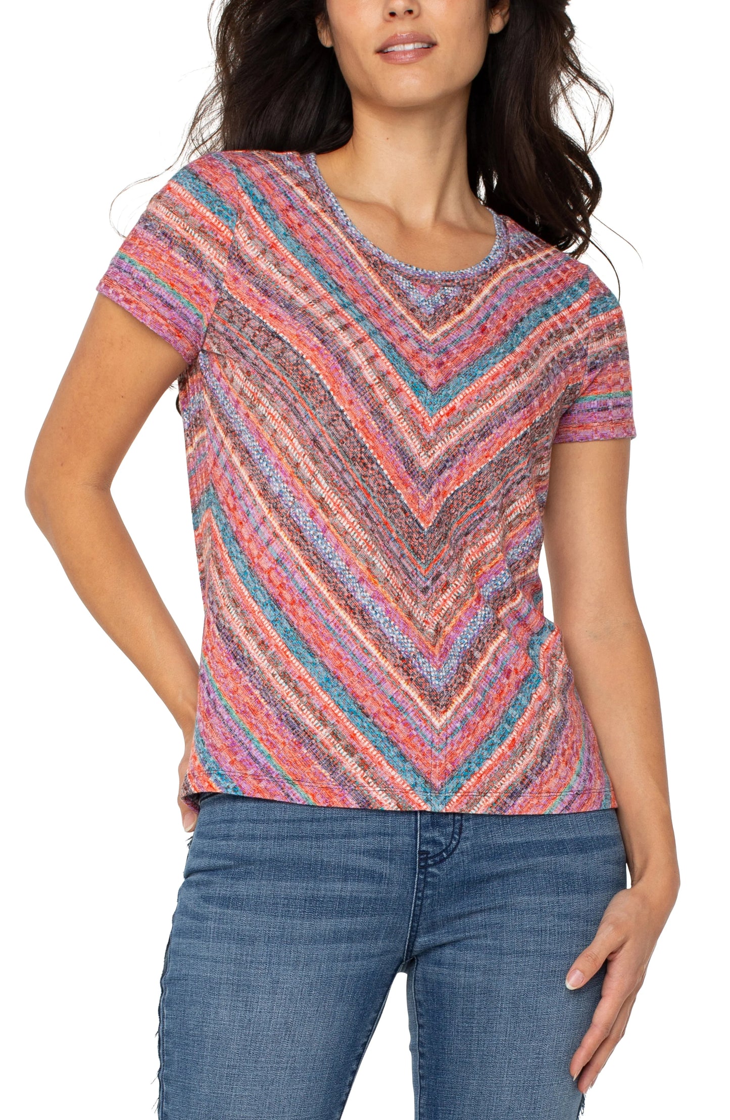 Liverpool - Short Sleeve Knit Top With Miter