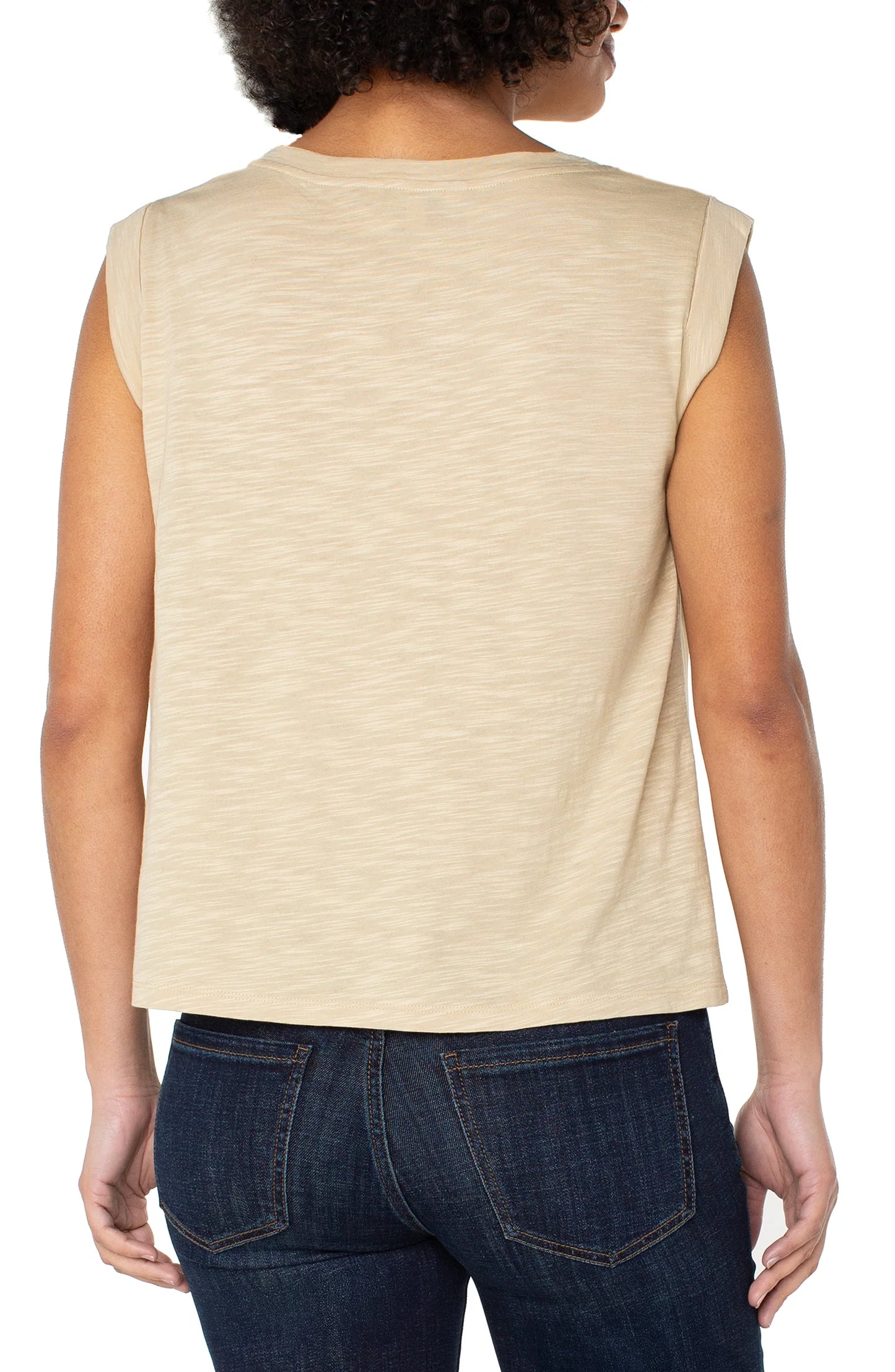 Liverpool - Sleeveless Woven To Knit Top - Gayle's Fashions
