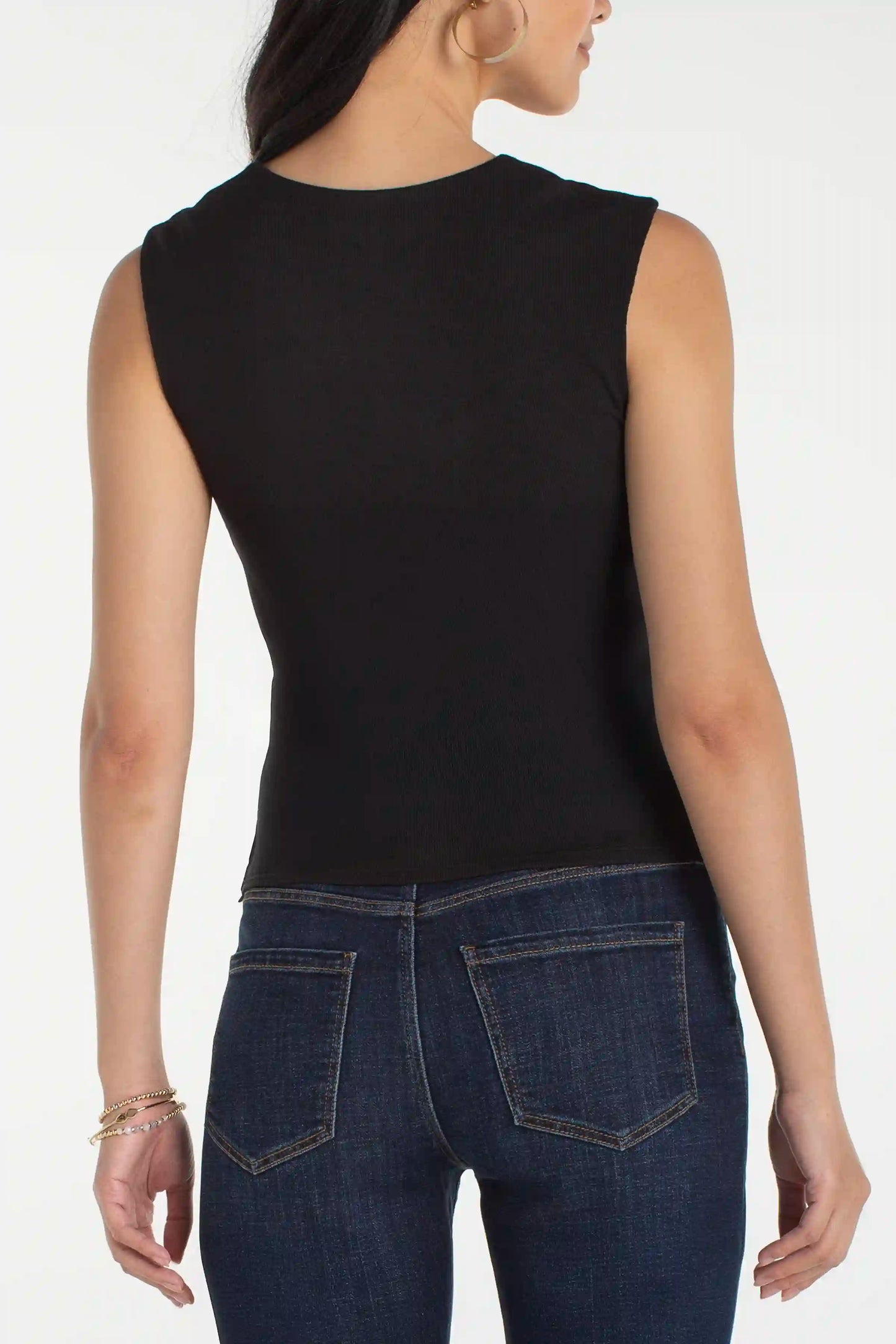 Liverpool - Sleeveless Built-in Bra Knit Top (Black)
