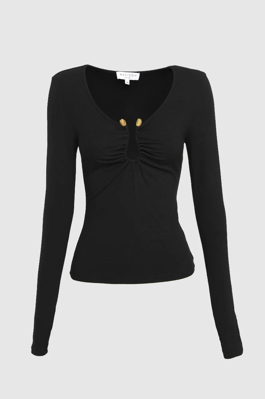Madison the Label - Leanne V‑Neck Long‑Sleeve Top