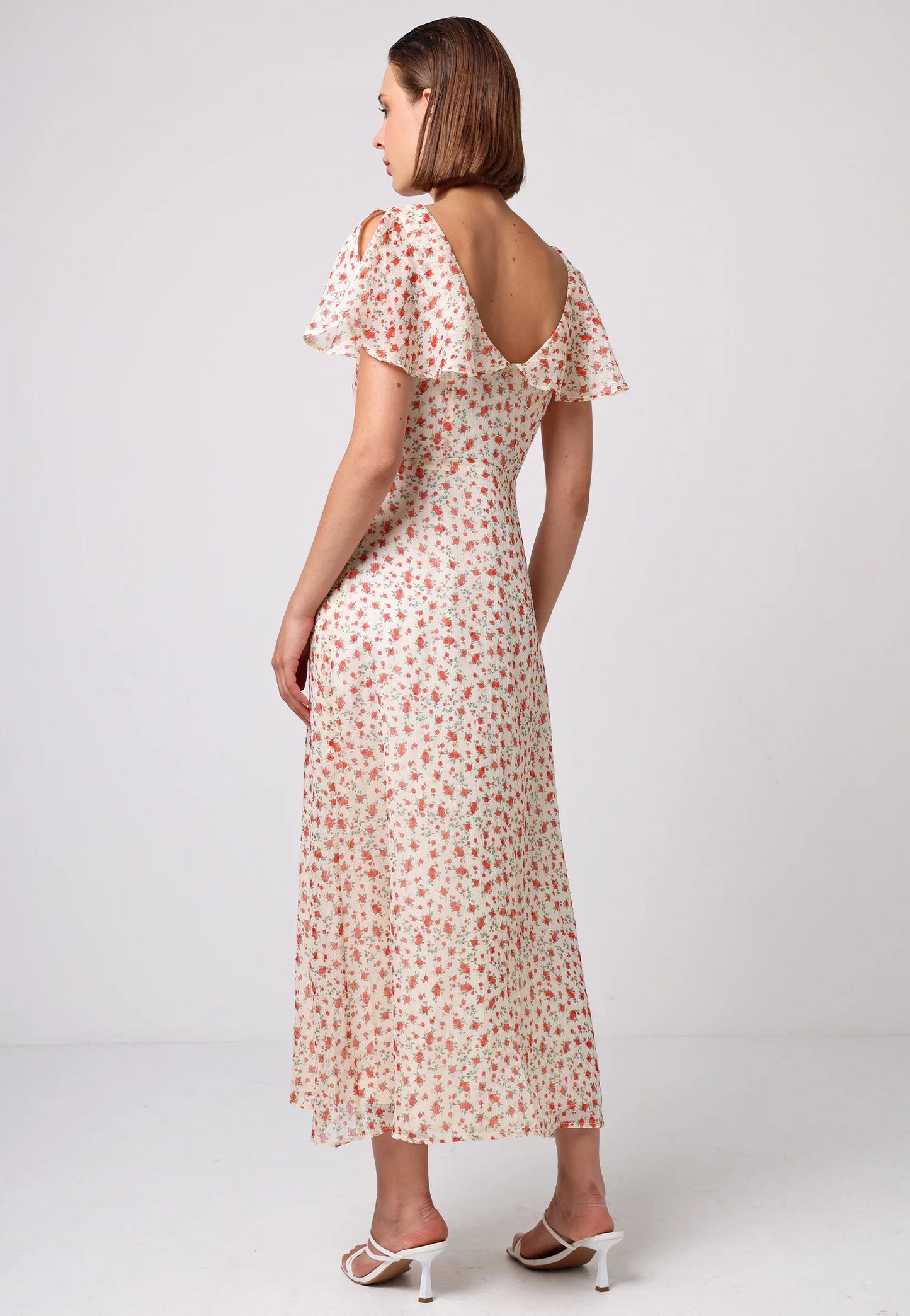 Angeleye – Flutter Sleeve in Ditsy Red Floral Print