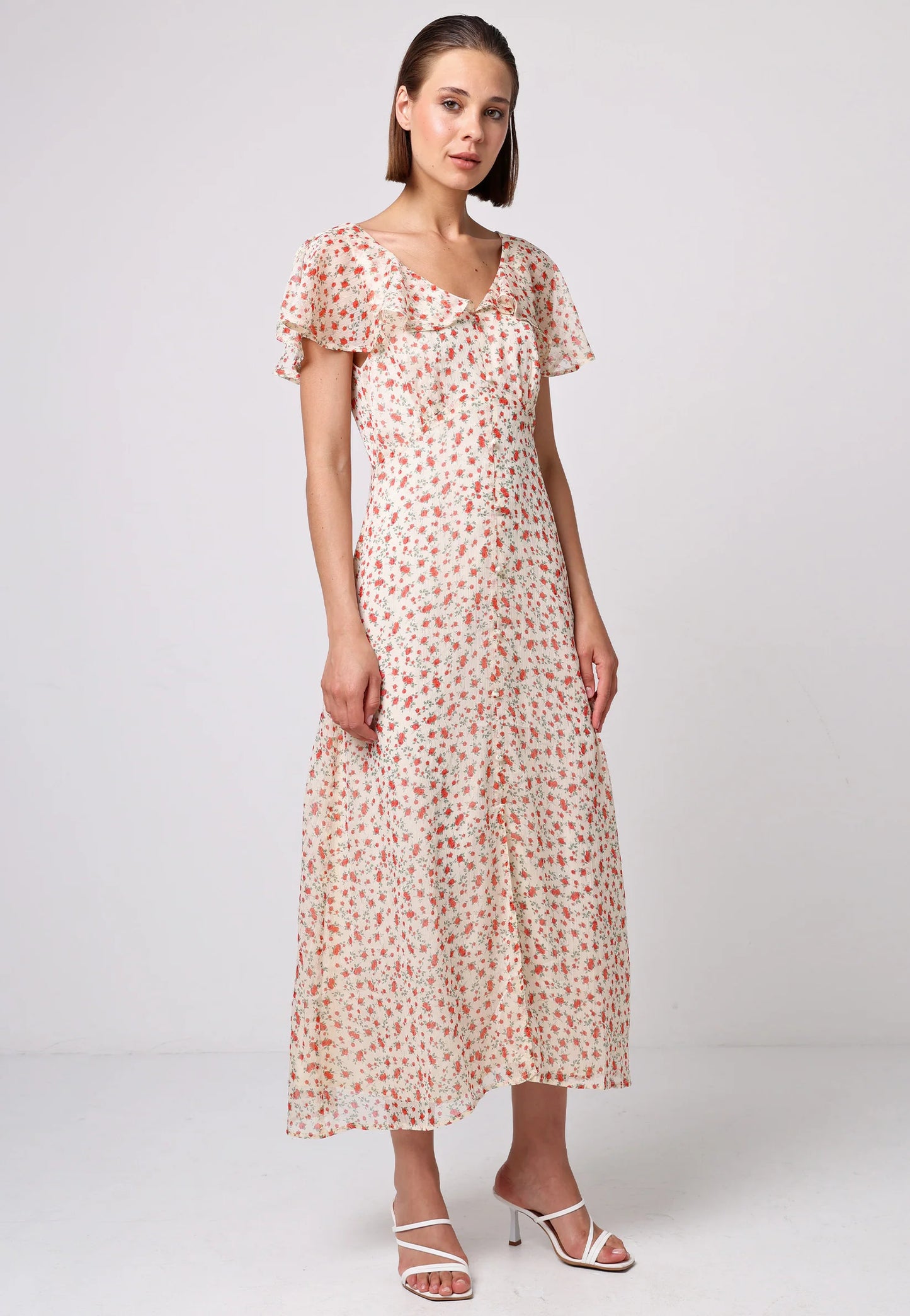 Angeleye – Flutter Sleeve in Ditsy Red Floral Print