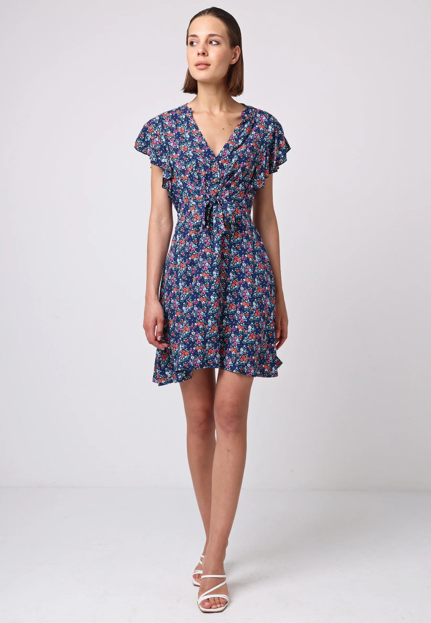 Angeleye – Plum Flutter Sleeve Mini Dress