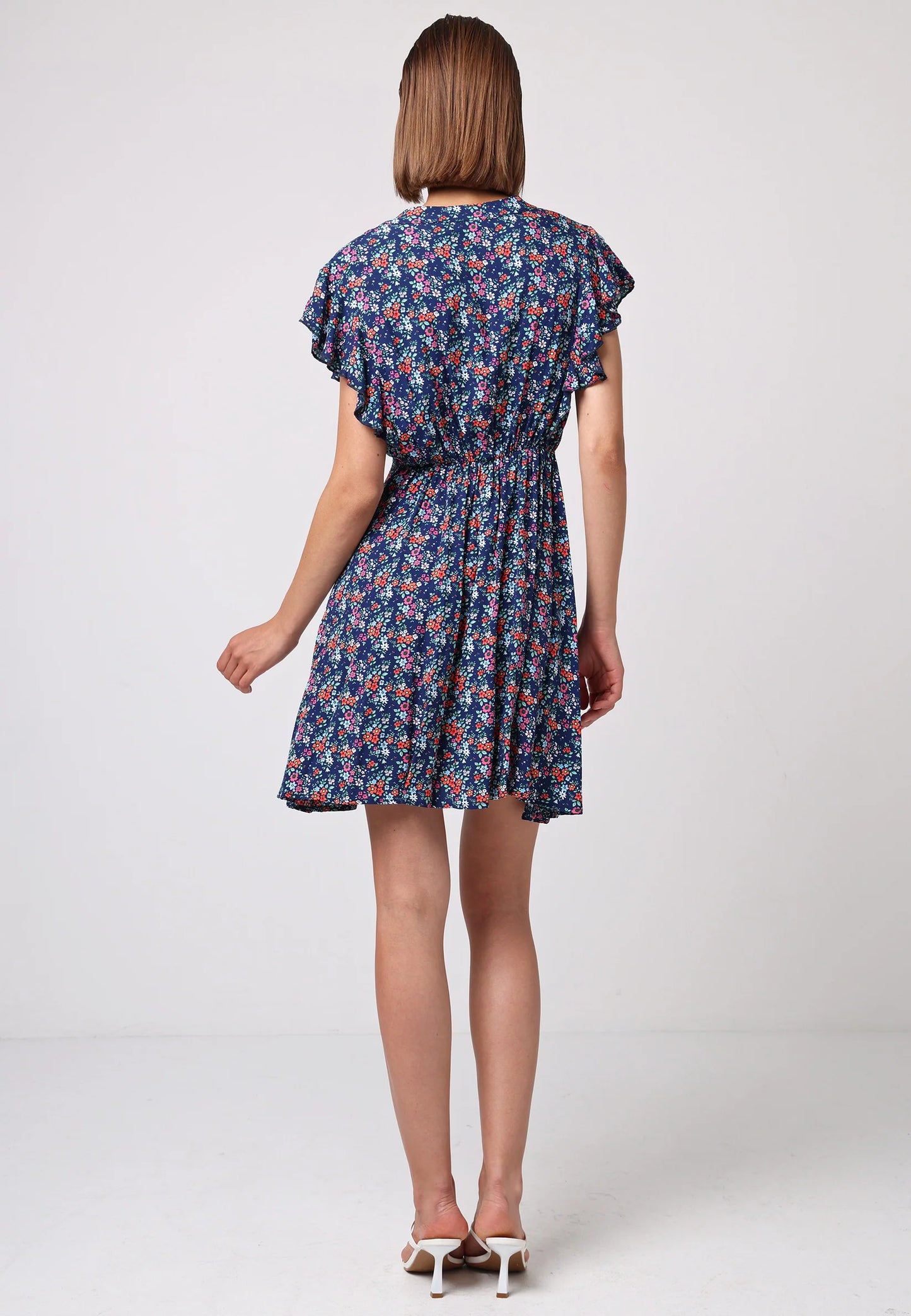 Angeleye – Plum Flutter Sleeve Mini Dress