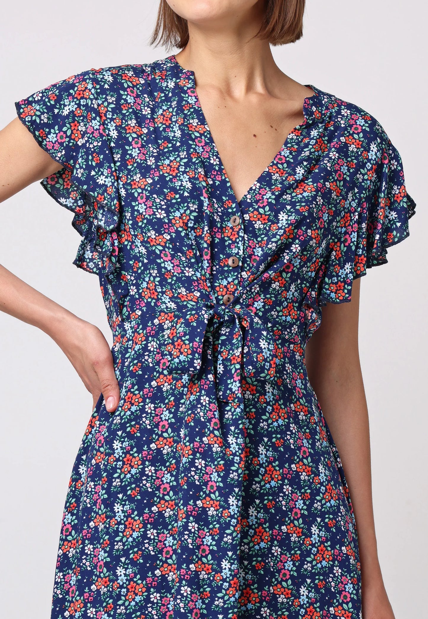 Angeleye – Plum Flutter Sleeve Mini Dress
