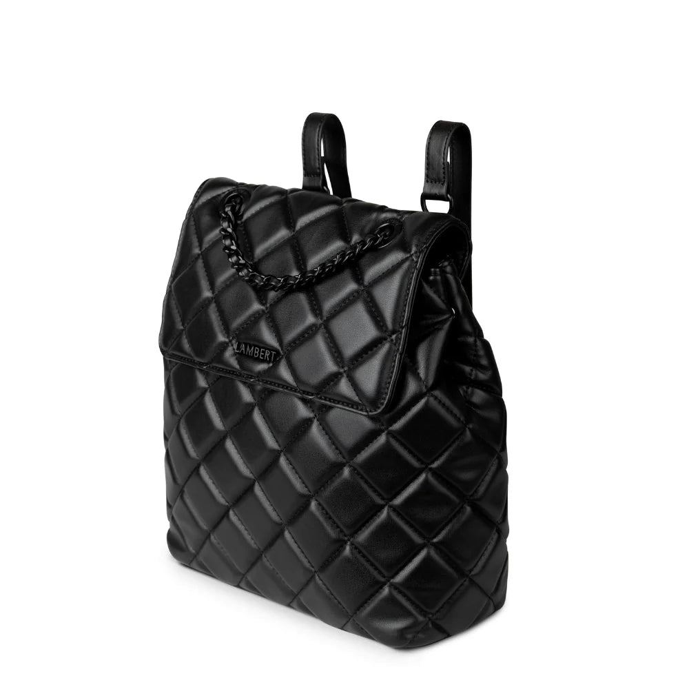 Lambert - The Sadie 2-In-1 Black Quilted Vegan Leather Backpack